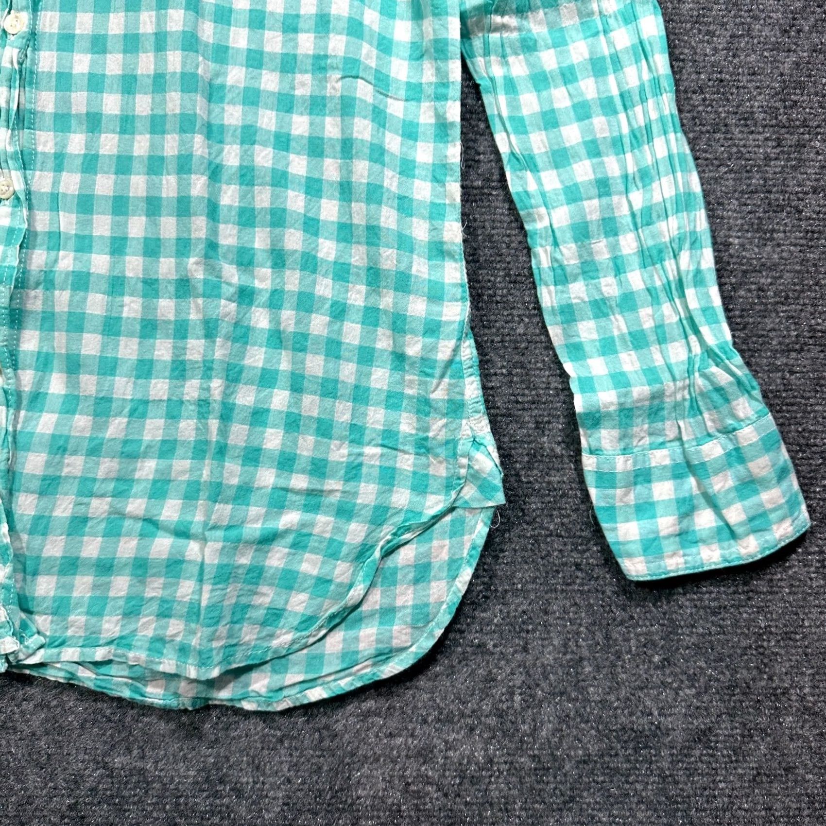 J.Crew J Crew Womens Shirt Green Gingham Check Cotton Stretch Long Sleeve Button Size 4 Size S / US 4 / IT 40 - 3 Thumbnail
