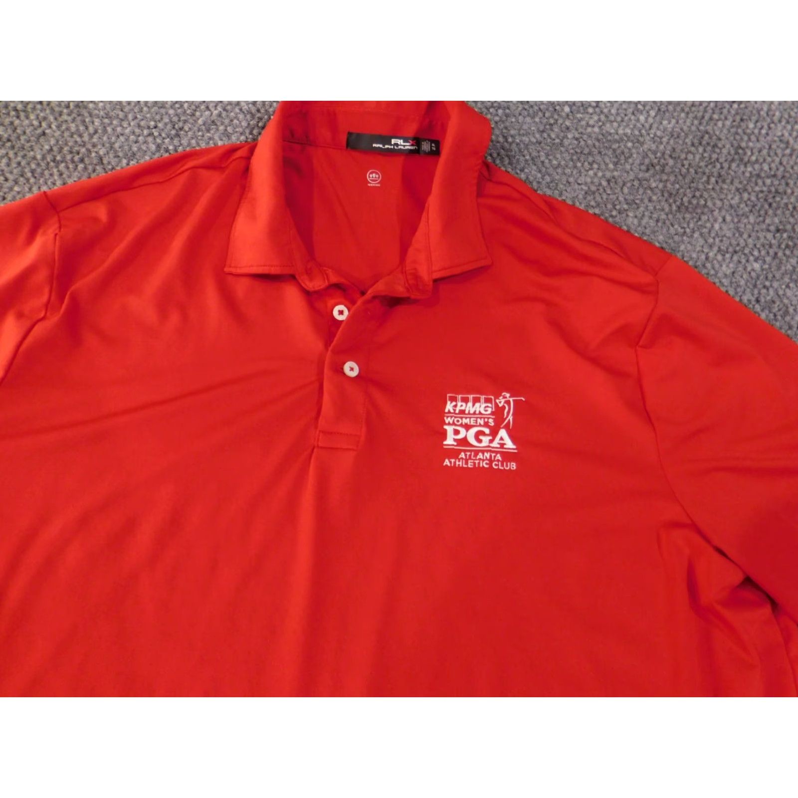 RLX Ralph Lauren RLX Ralph Lauren Polo Shirt XL Red Mens stretch golf polyester solid short sleeve collared logo Size US XL / EU 56 / 4 - 5 Thumbnail