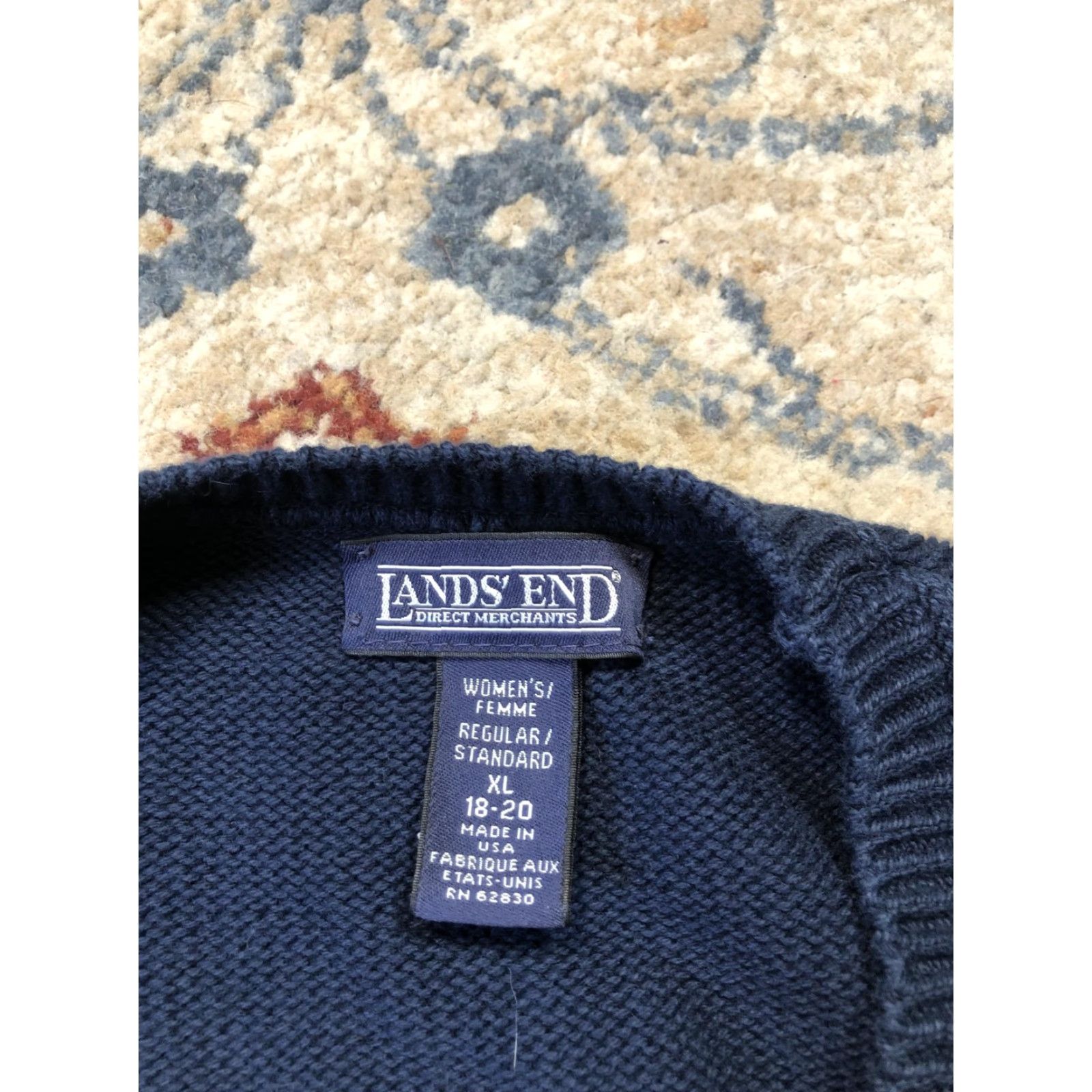 Lands' End Lands' End Sweater Vest Womens XL Navy Blue V Neck Pullover Made in USA Shirt Womens XL Navy blue V-neck Vest Cotton Knit Pullover Size XL / US 12-14 / IT 48-50 - 7 Thumbnail