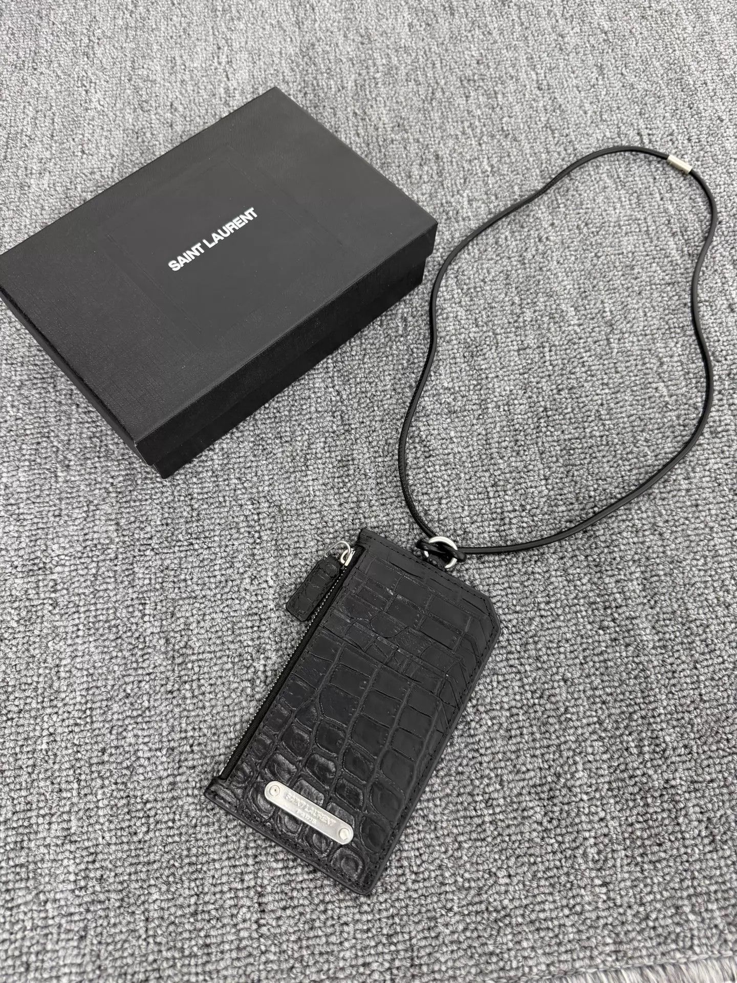 Saint Laurent Paris Saint Laurent SLP 18ss Black Croc Lanyard Cardholder Size ONE SIZE - 1 Thumbnail