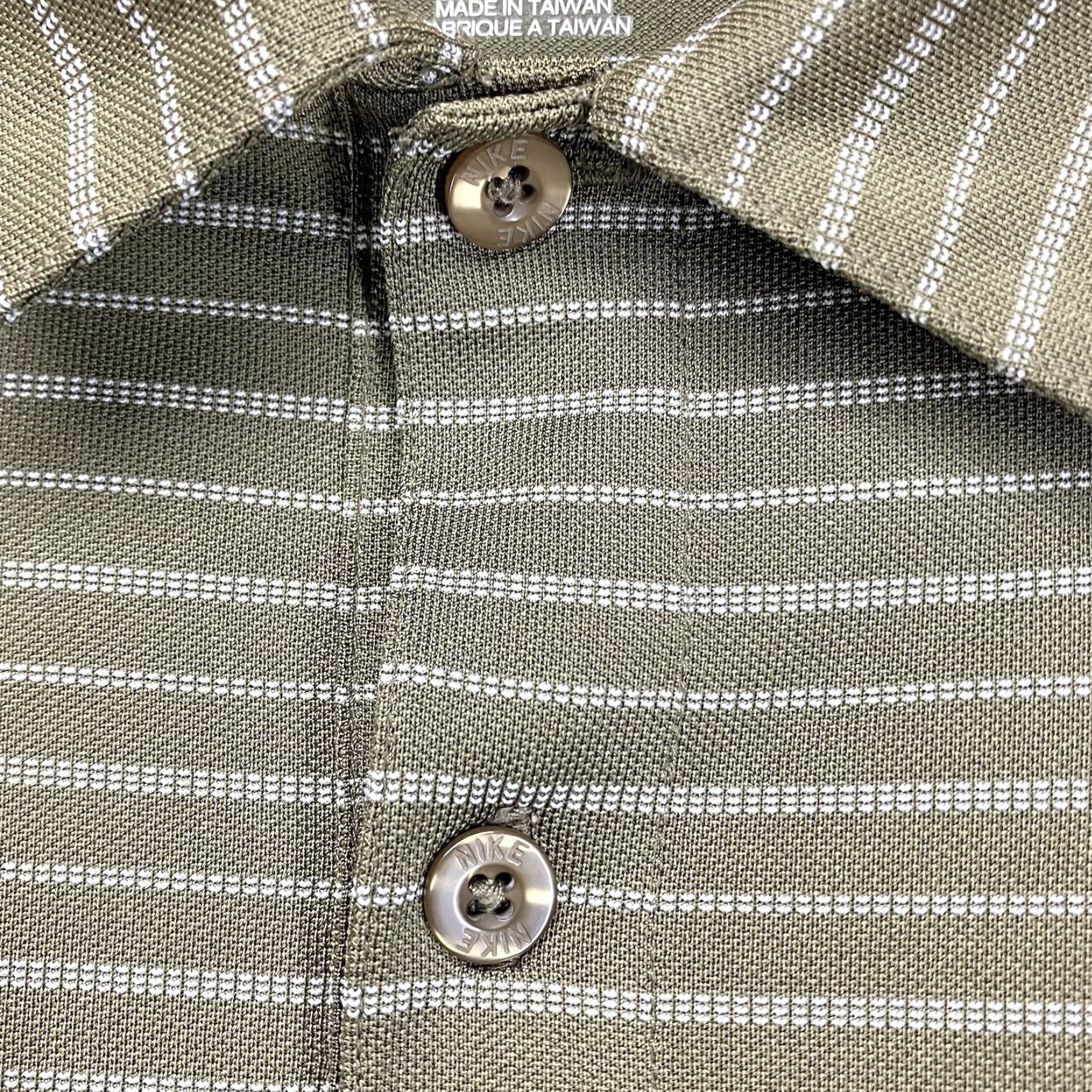 Nike Nike Polo Shirt Men's L Green & White Stripes 2 Button Dri-Fit Nike Tour Performance Golf Shirt Size US L / EU 52-54 / 3 - 6 Thumbnail