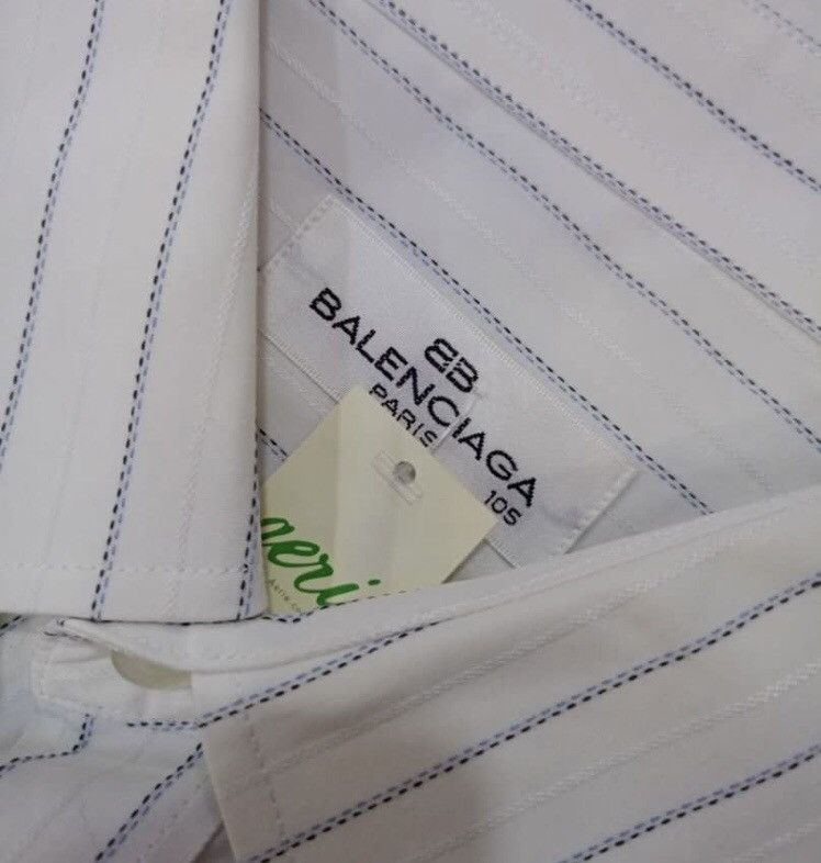 Balenciaga × Vintage Striped🔥Balenciaga Striped Short Sleeve Shirt Size US XL / EU 56 / 4 - 4 Thumbnail