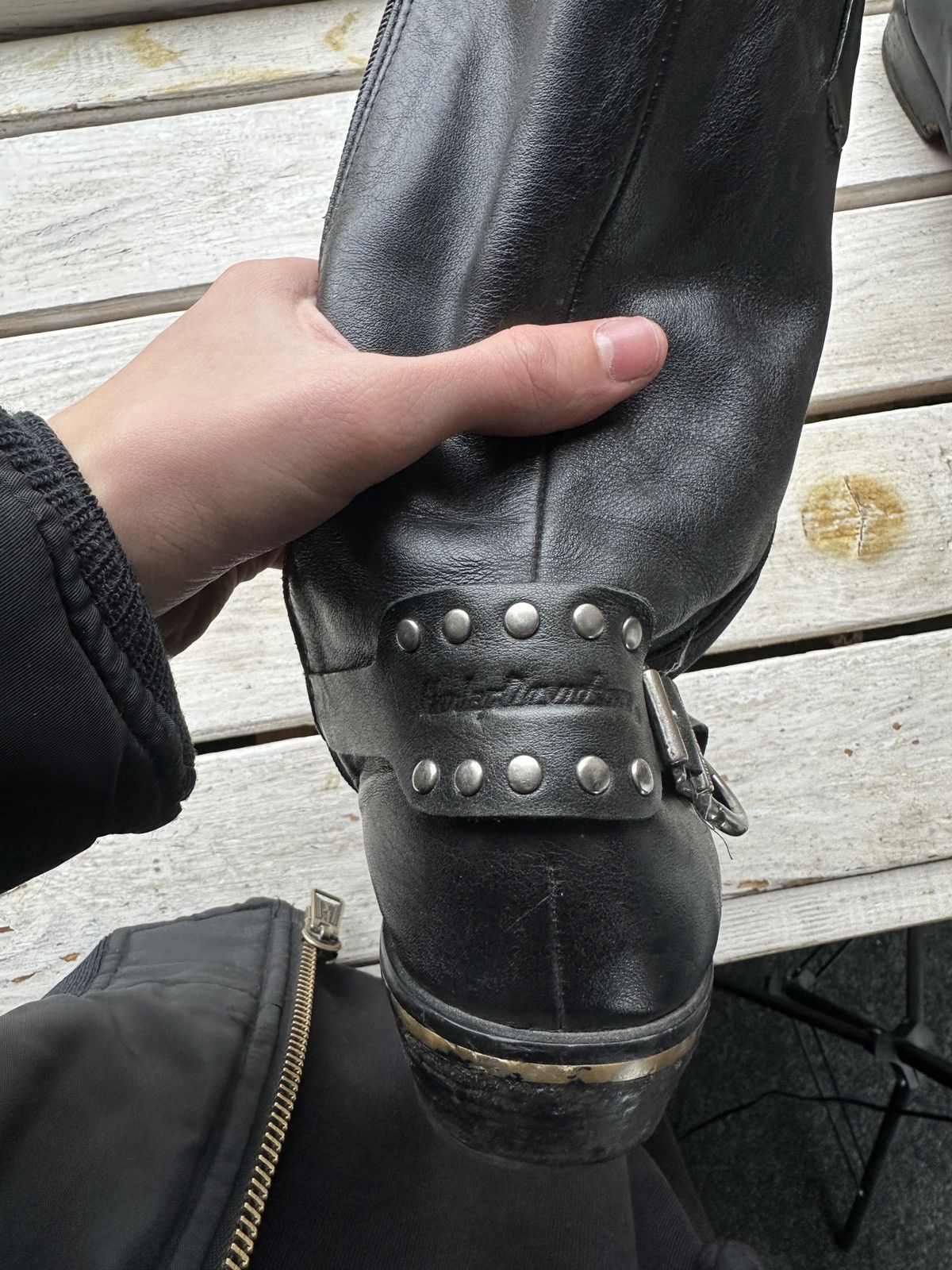 Harley Davidson 🚨RARE HARLEY DAVIDSON BLACK BOOTS METAL WITH LOGO IF6WAS9 Size US 9 / IT 39 - 6 Thumbnail