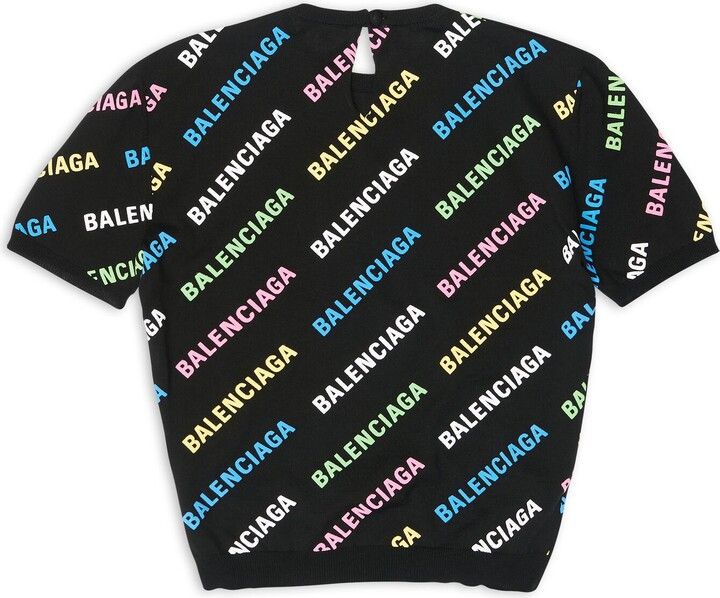 Balenciaga o1mt1gz0724 Mini Allover Short Sleeve Sweater in Multicolor Size L / US 10 / IT 46 - 2 Thumbnail