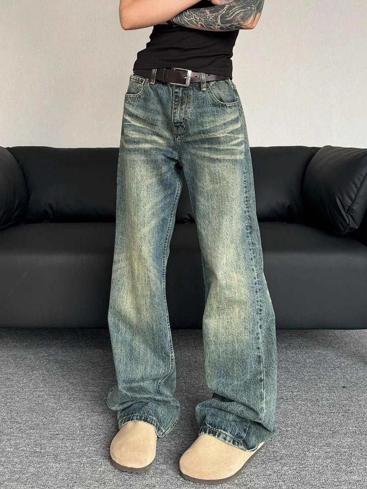 Jean × Vintage Washed Stacked Flare Denim Jeans Size US 32 / EU 48 - 5 Thumbnail