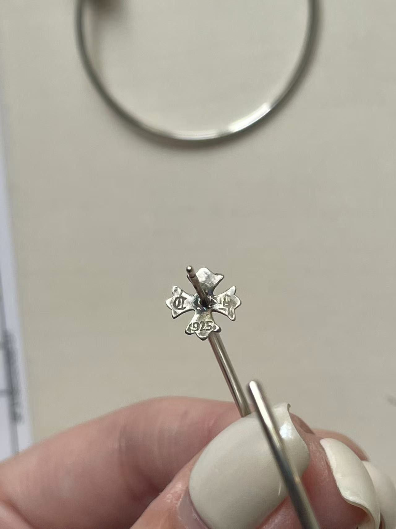 Chrome Hearts Chrome Hearts Silver Cross Earring Hoop Size ONE SIZE - 4 Thumbnail