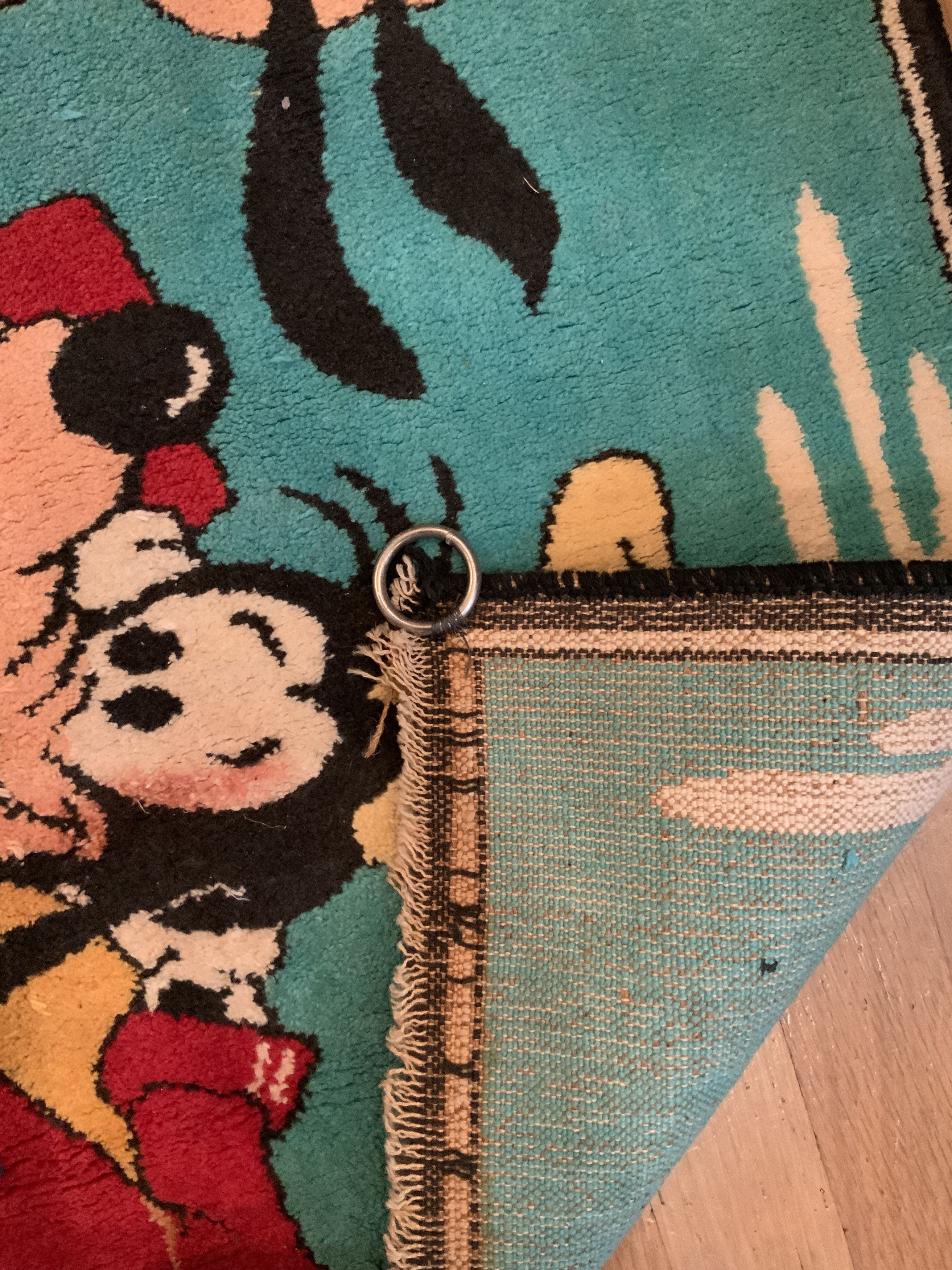 Disney RARE Antique Disney Rug Tapestry: 4 x 5 ft Mickey & Friends Size ONE SIZE - 6 Thumbnail