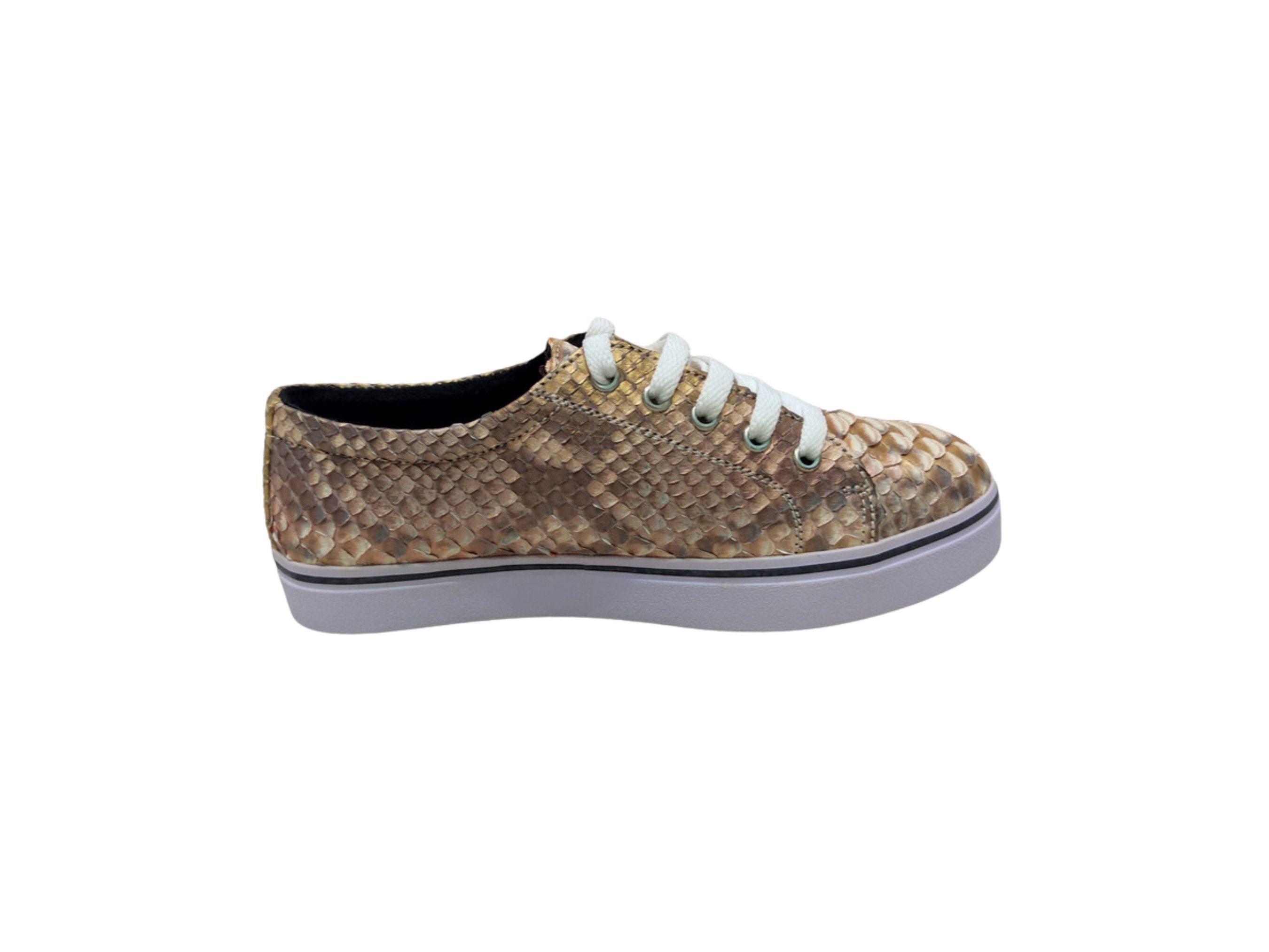 Beige Snakeskin Casual Sneakers