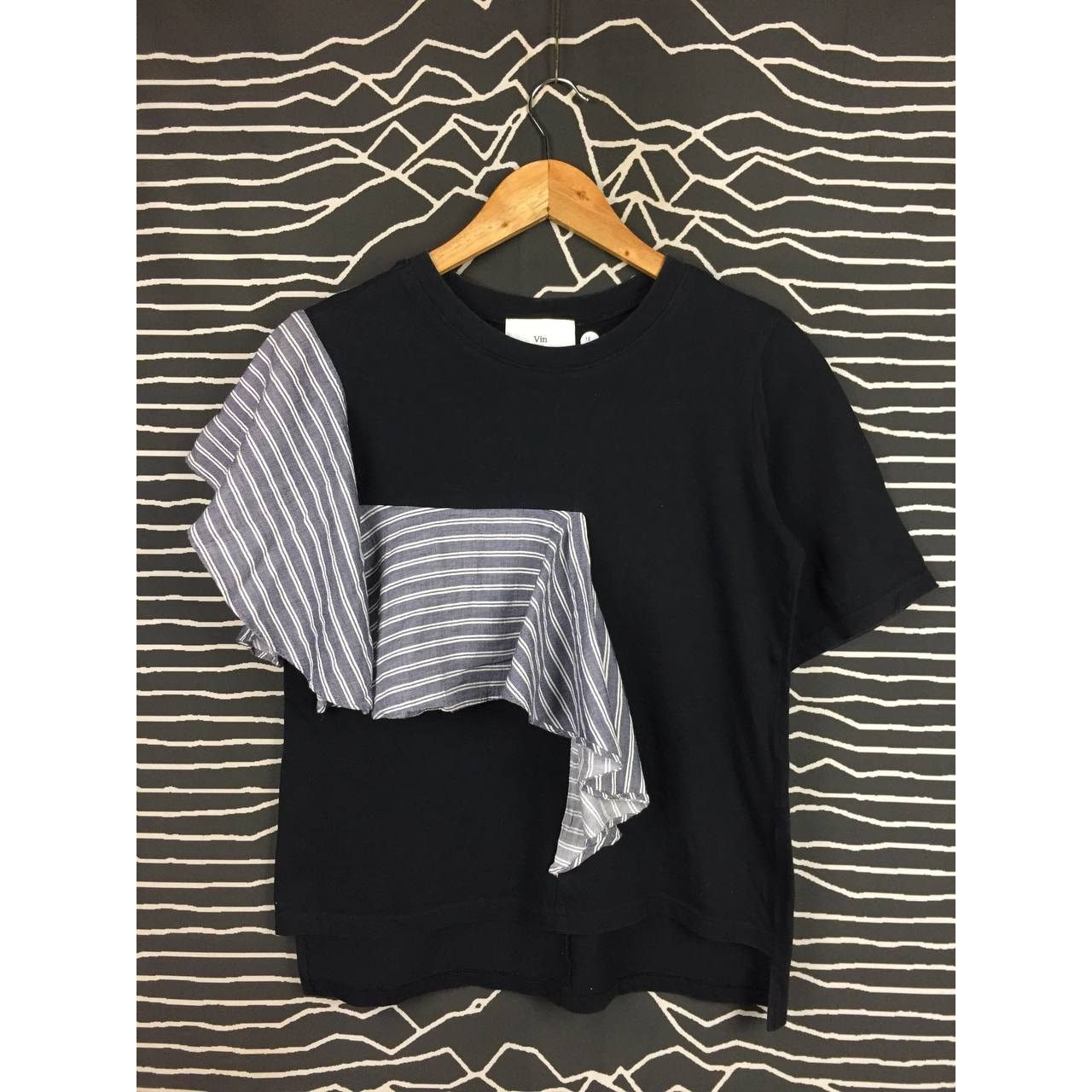 Japanese Brand Vin Japanese Brand Cut & Sew Striped Ruffle Tee Size S / US 4 / IT 40 - 1 Thumbnail