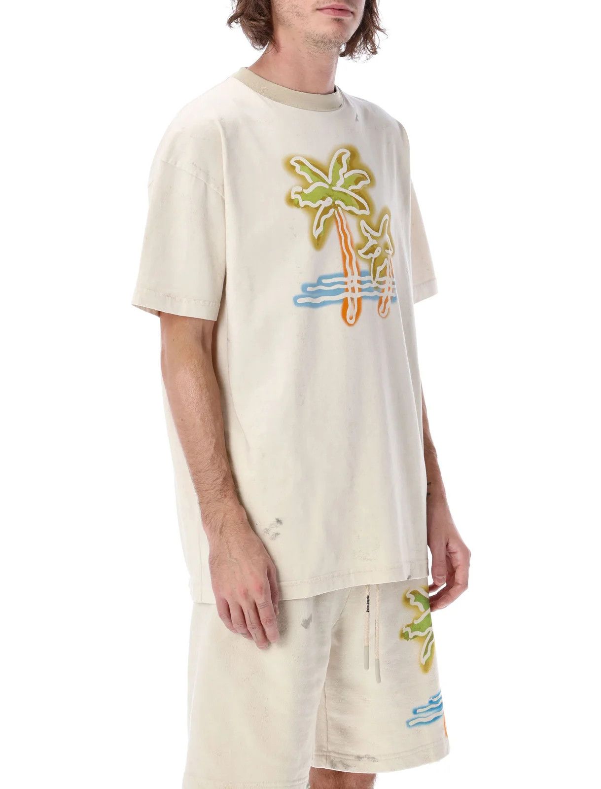 Palm Angels o1y0325 Logo Crewneck T-Shirt in Beige Size US XXL / EU 58 / 5 - 5 Thumbnail