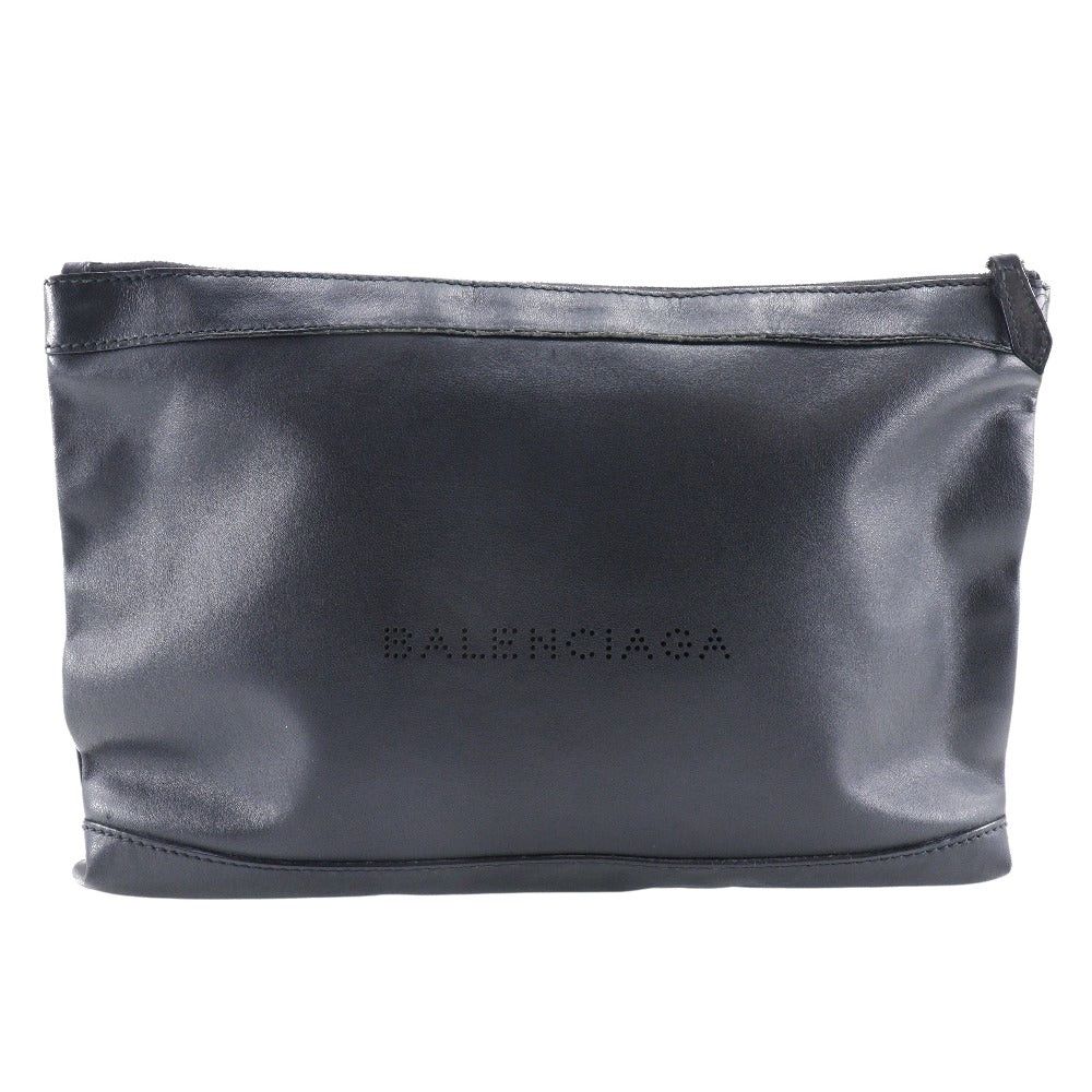 Balenciaga Navy Black Leather Clutch Bag (Pre-Owned) Size ONE SIZE - 1 Thumbnail