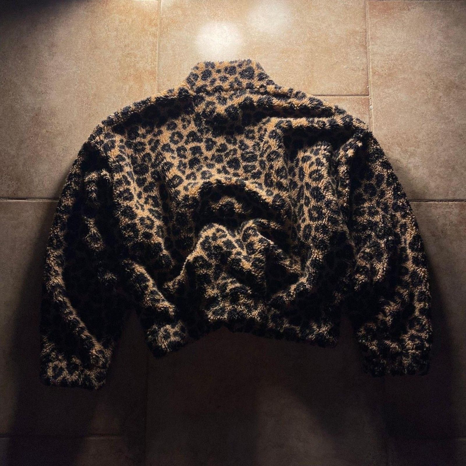H&M × Vintage Leopard Cheetah Print Women's Fleece Quarter Zip Jacket Size S / US 4 / IT 40 - 2 Thumbnail