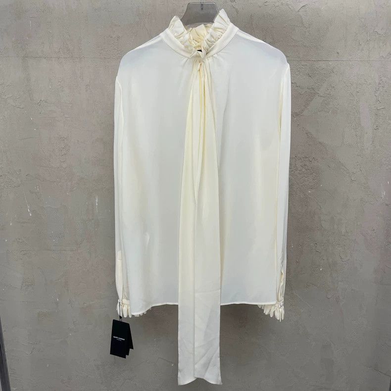 Saint Laurent Paris Saint Laurent ParisBeige Back Lanyard Chiffon Long Sleeve Size XS / US 0-2 / IT 36-38 - 3 Thumbnail
