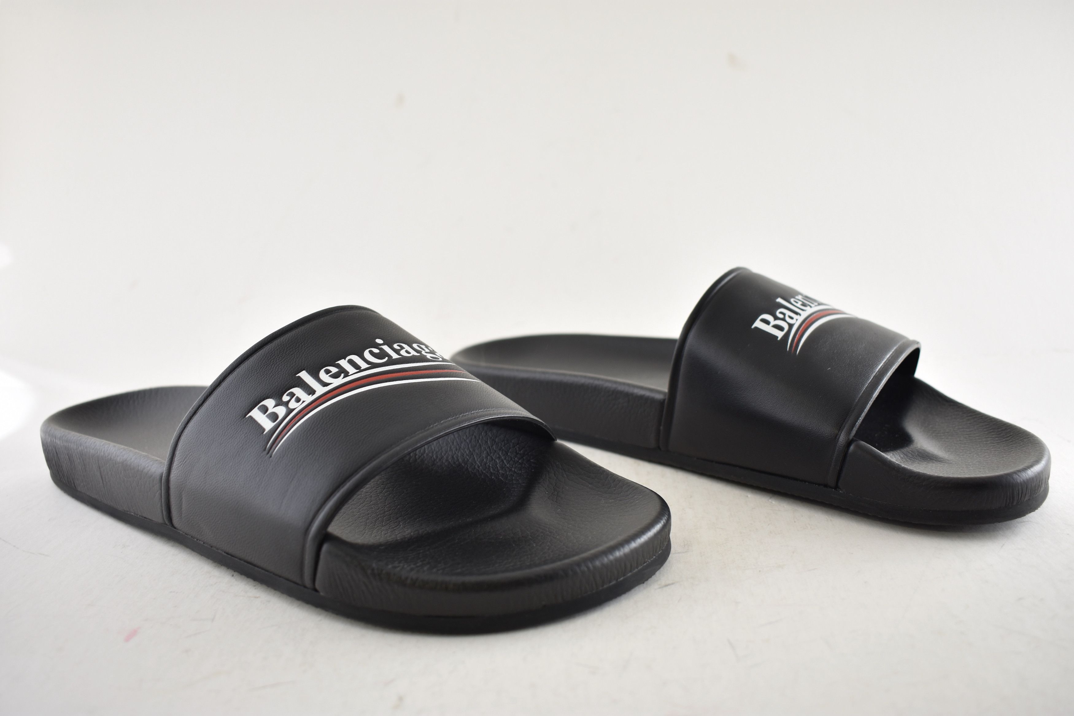 Balenciaga Leather Campaign Logo Slide Pool Sandal Flip Flop Flat 44 11 Size US 11 / EU 44 - 4 Thumbnail