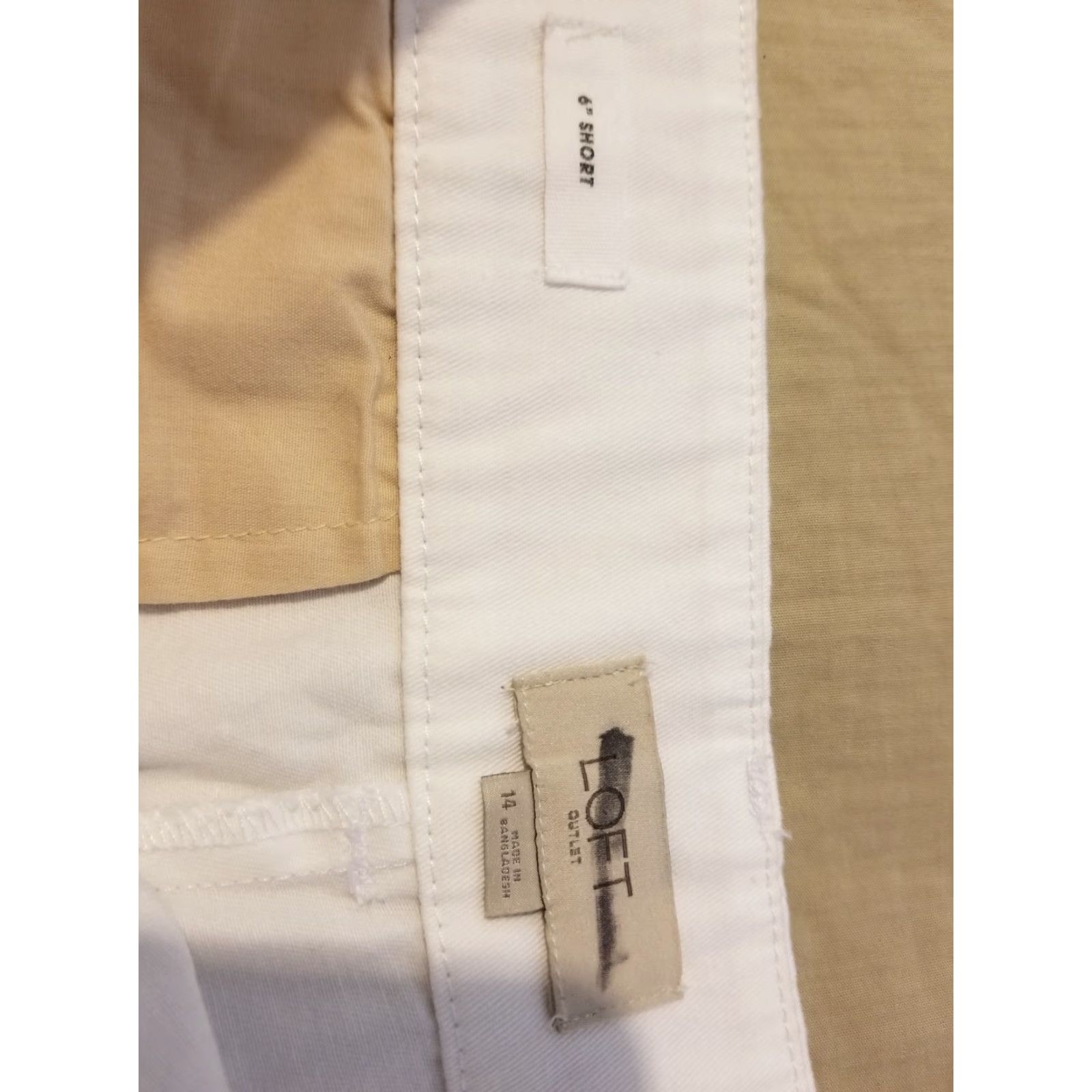 Ann Taylor Womens Ann Taylor Shorts 14 White Cotton Chino Flat Front Casual Summer Walking Mens Womens Girls Size 36" / US 14 / IT 50 - 3 Thumbnail