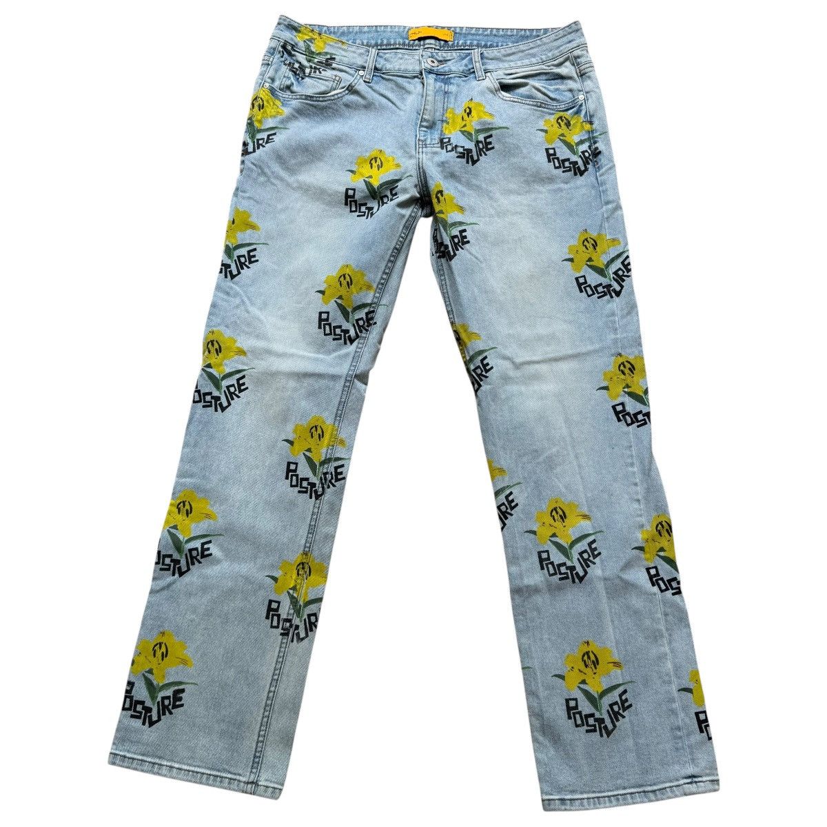 Vintage Posture Apparel Lifes A Garden all over print denim pants Size US 36 / EU 52 - 1 Thumbnail