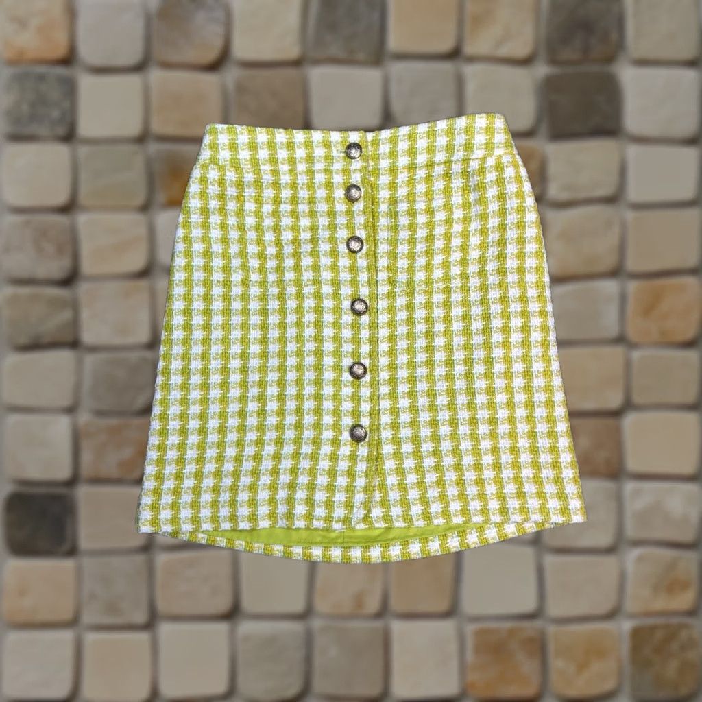 Talbots Talbots Skirt Womens 2P Mini Petite Multicolor Tweed Gingham Cotton Button Front Size 26" / US 2 / IT 38 - 1 Thumbnail