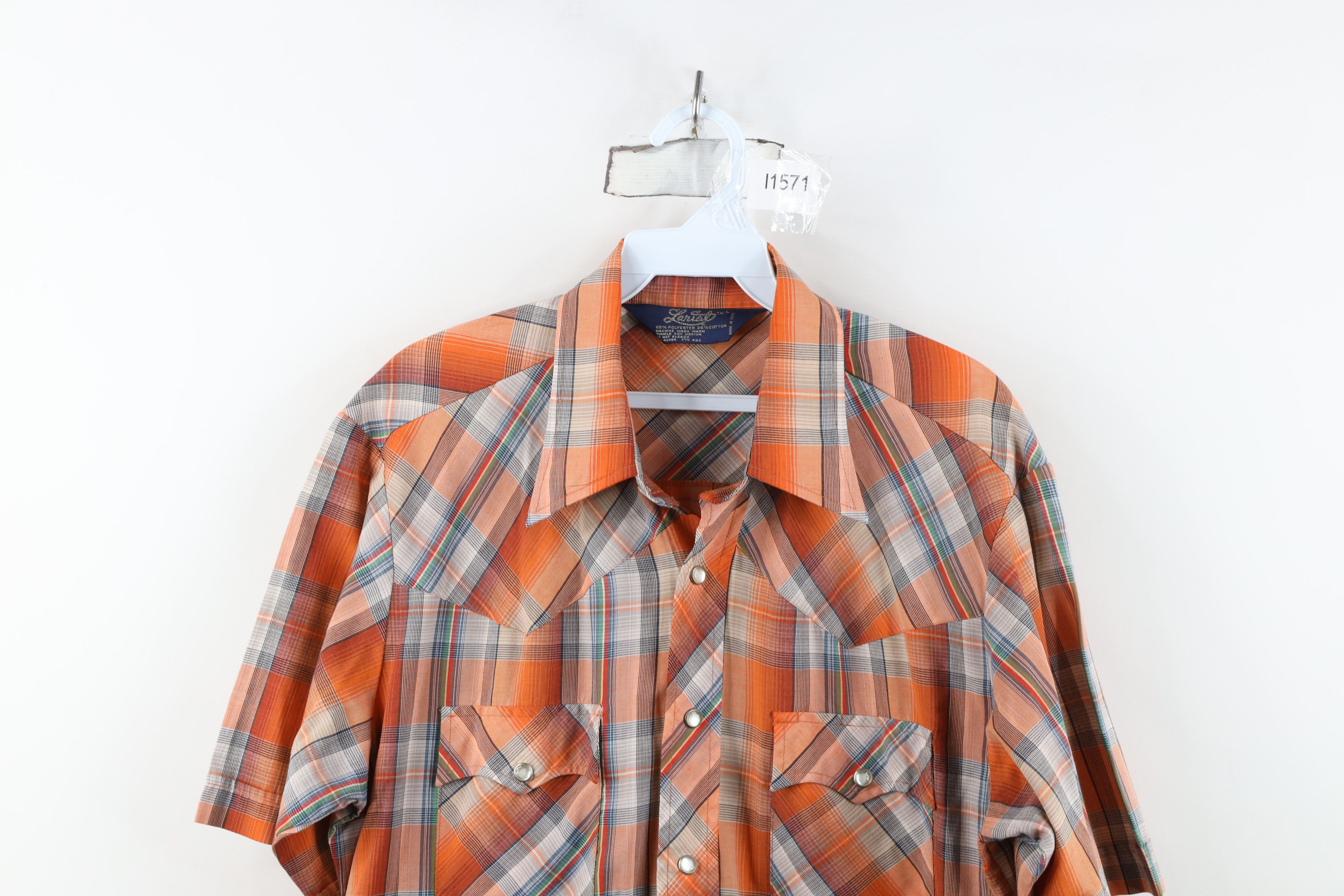 Vintage Vintage 70s Streetwear Rodeo Cowboy Button Shirt Plaid Size US L / EU 52-54 / 3 - 2 Thumbnail