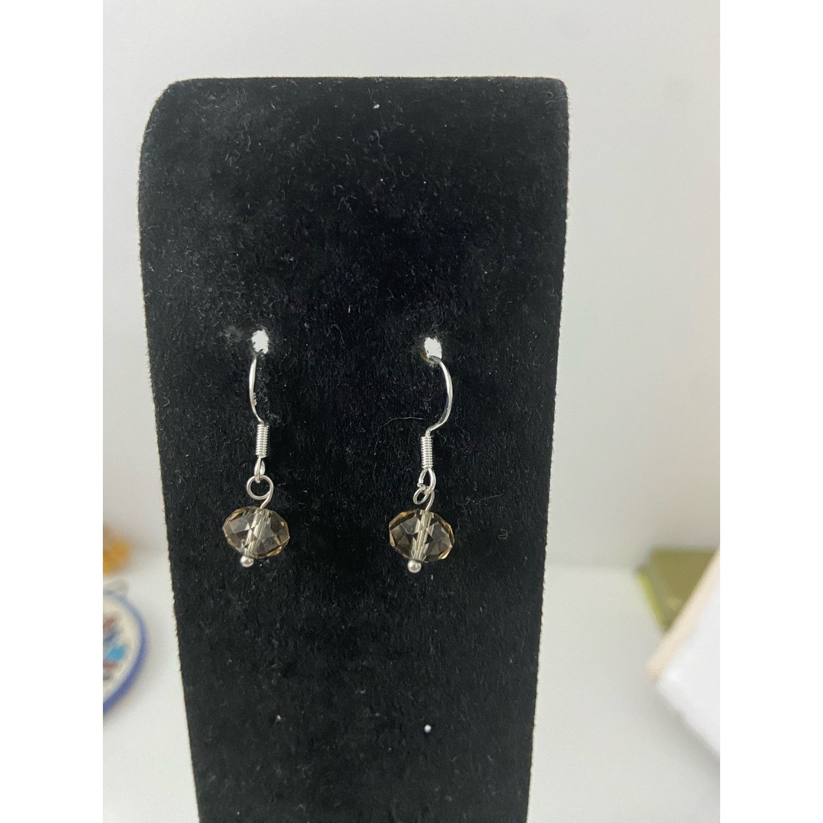 Handmade Upcycled gray glass bead earrings Size ONE SIZE - 1 Thumbnail