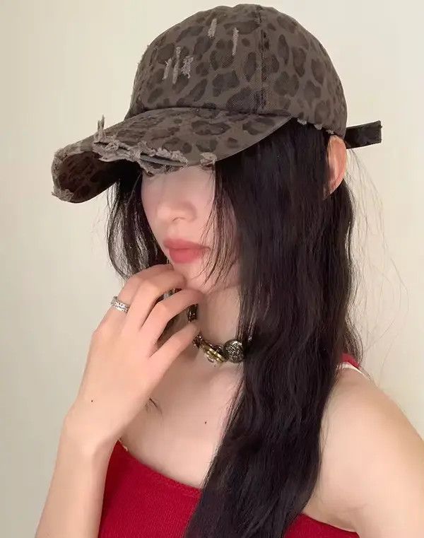 Japanese Brand Retro stole punk leopard distressed raw cap hat Size ONE SIZE - 7 Thumbnail