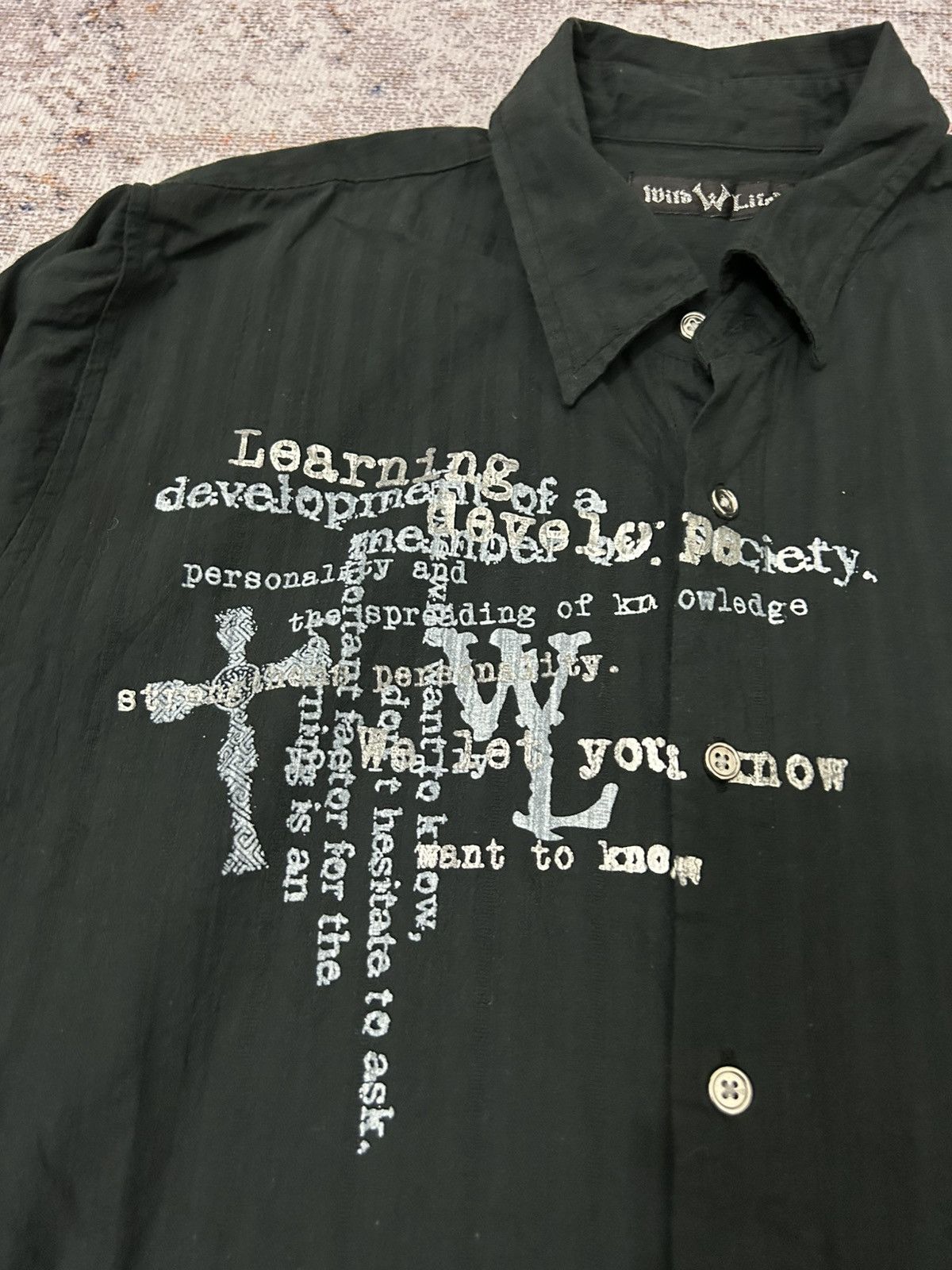 If Six Was Nine Wild Life Poem Cross Skull Long Button Shirt Size US L / EU 52-54 / 3 - 5 Thumbnail