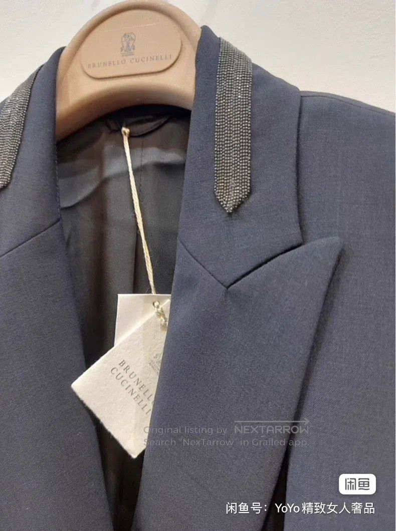 Brunello Cucinelli brunello cucinelli Pearl chain wool blazer Size S / US 4 / IT 40 - 2 Thumbnail