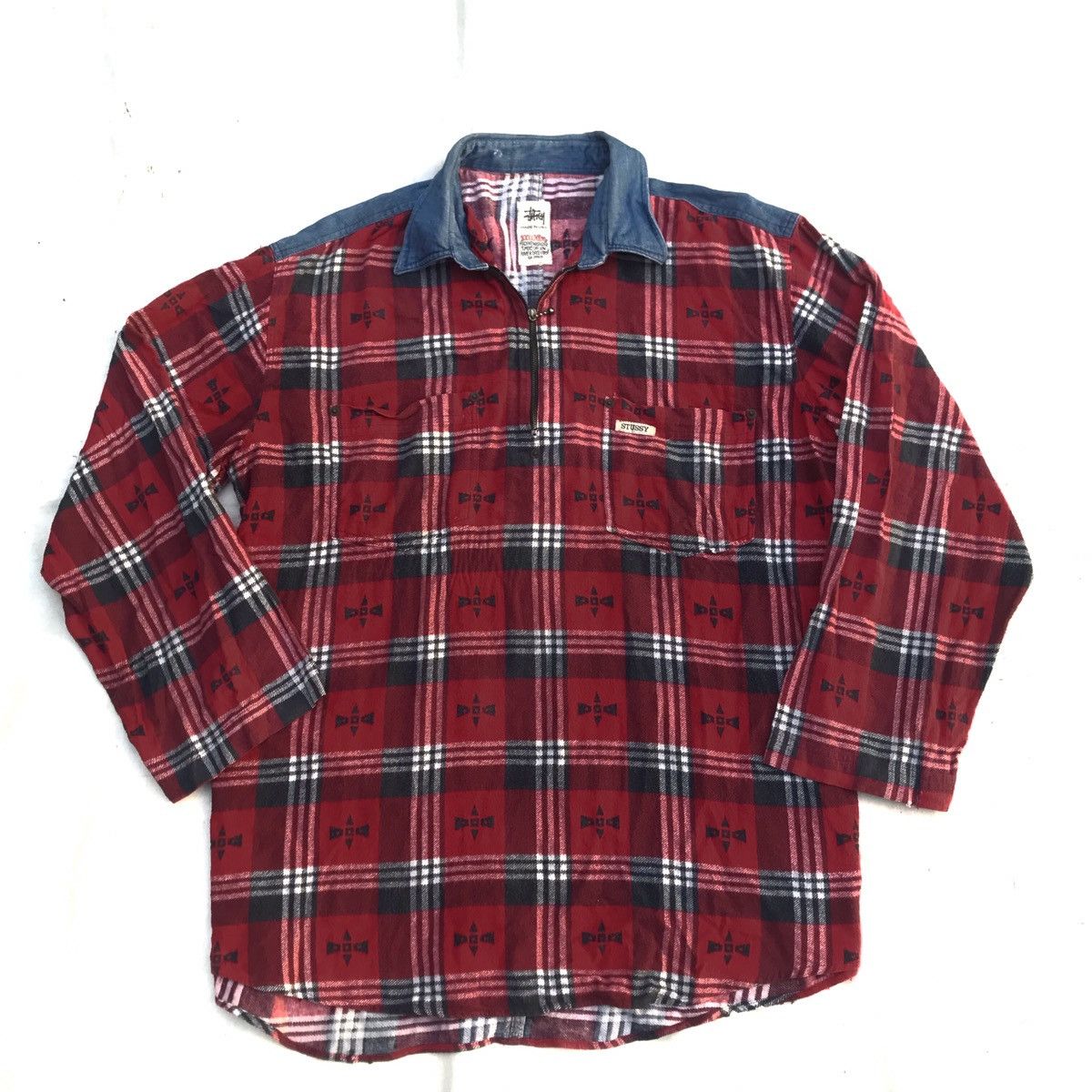Stussy Vintage Stussy Halfzip Flannel Made In Usa shirt plaid tarta Size US XL / EU 56 / 4 - 13 Thumbnail