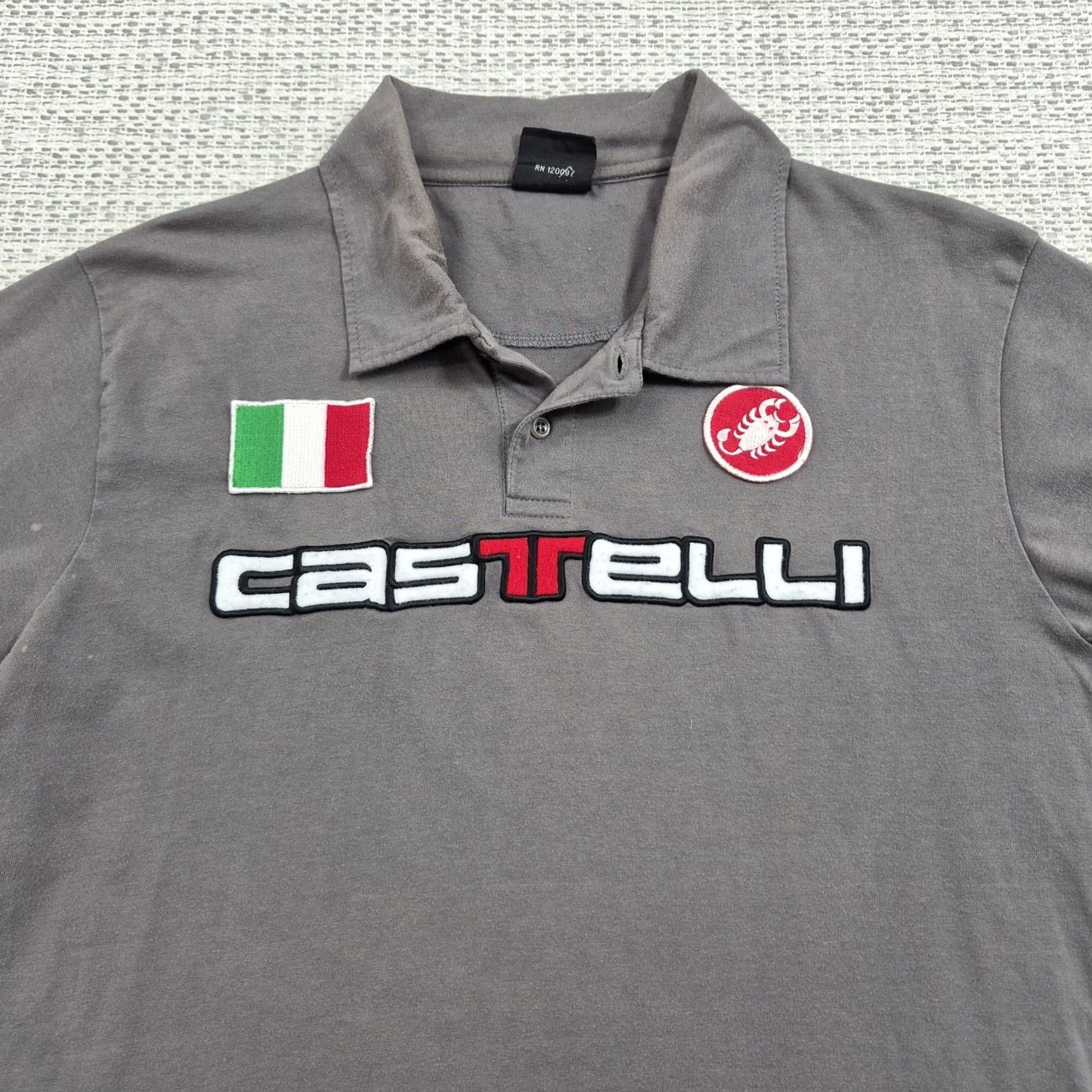 Vintage Castelli Polo Shirt Mens XL Gray Solid Italian Flag Logo Cycling Jersey Casual Size US XL / EU 56 / 4 - 2 Thumbnail