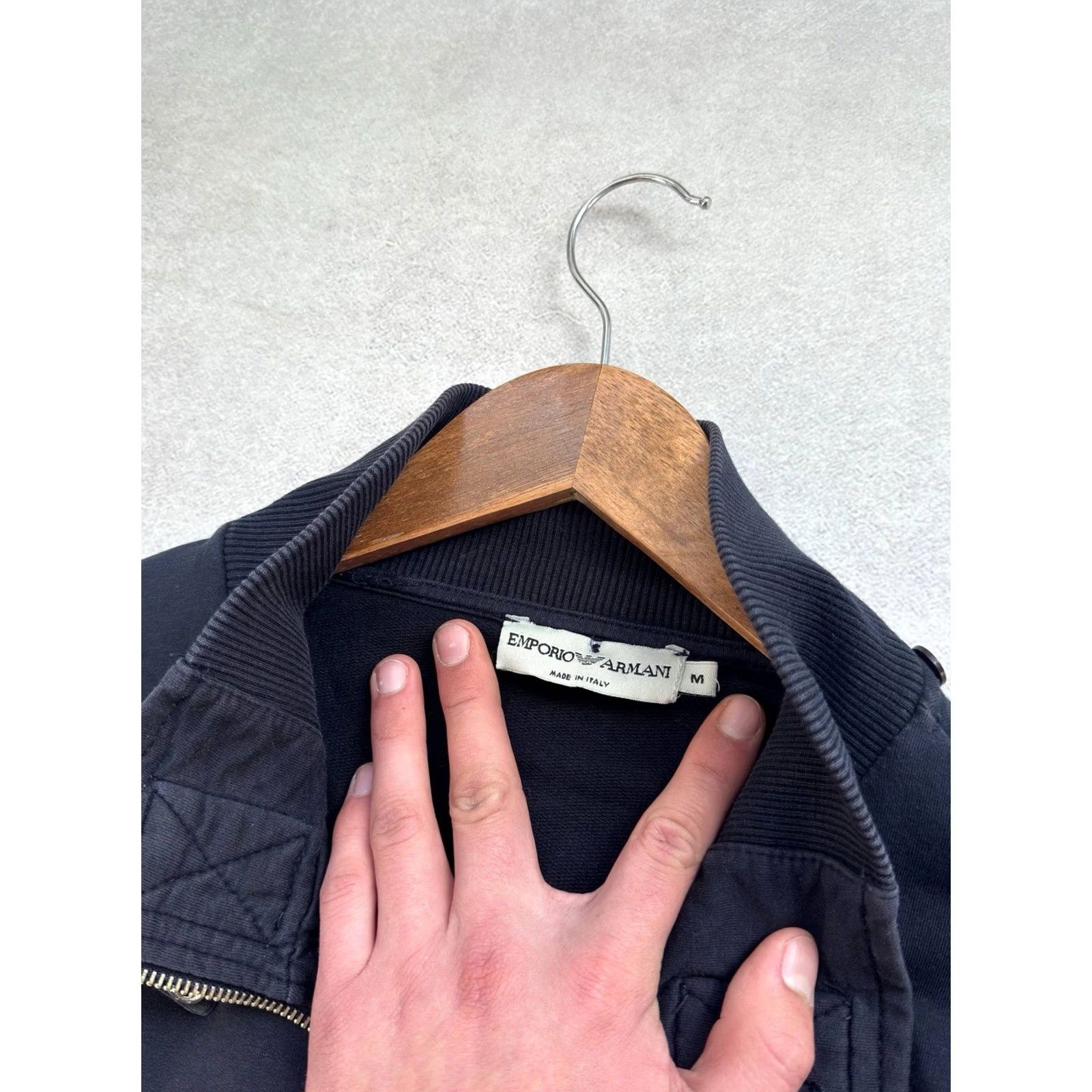 Emporio Armani VINTAGE Emporio Armani Full Zip Pullover Y2K Jacket Big Logo Made In Italy Size M Blue Mens Shirt Size US M / EU 48-50 / 2 - 7 Thumbnail