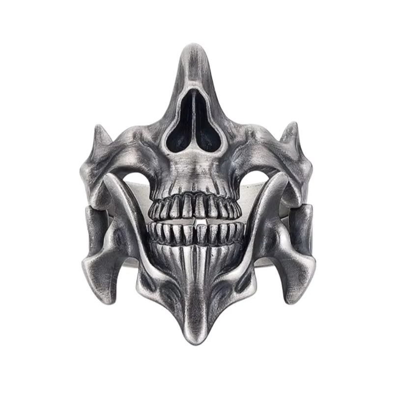 Jewelry Retro Silver Black Skull Rings Sophisticated Size ONE SIZE - 7 Thumbnail