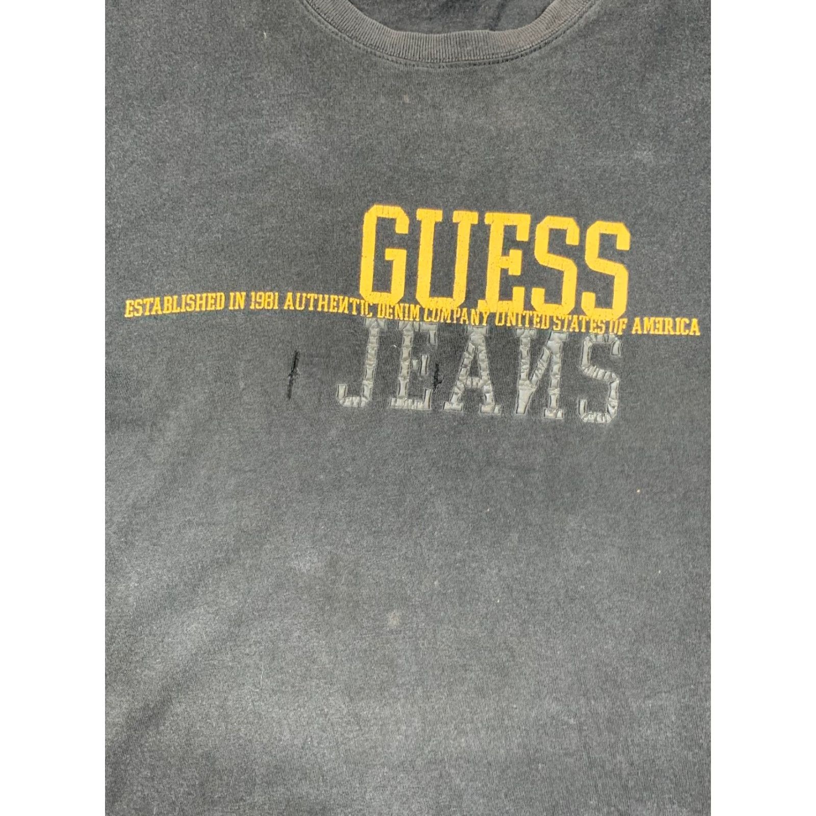 Guess GUESS Logo T Shirt Black XL Short Sleeve Men Regular Fit Distress #2001 Size US XL / EU 56 / 4 - 2 Thumbnail