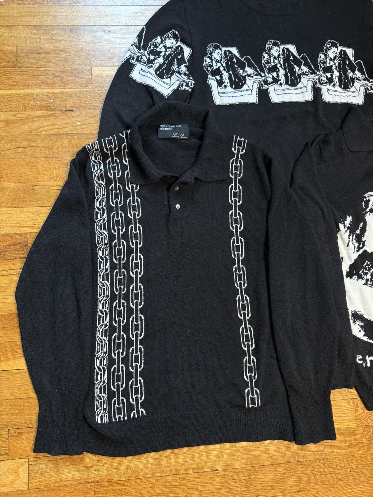 Enfants Riches Deprimes × Loro Piana ⛓️RUNWAY GRAIL⛓️SS18 LORO PIANA WOOL CHAIN INTARSIA KNIT POLO Size US M / EU 48-50 / 2 - 2 Thumbnail