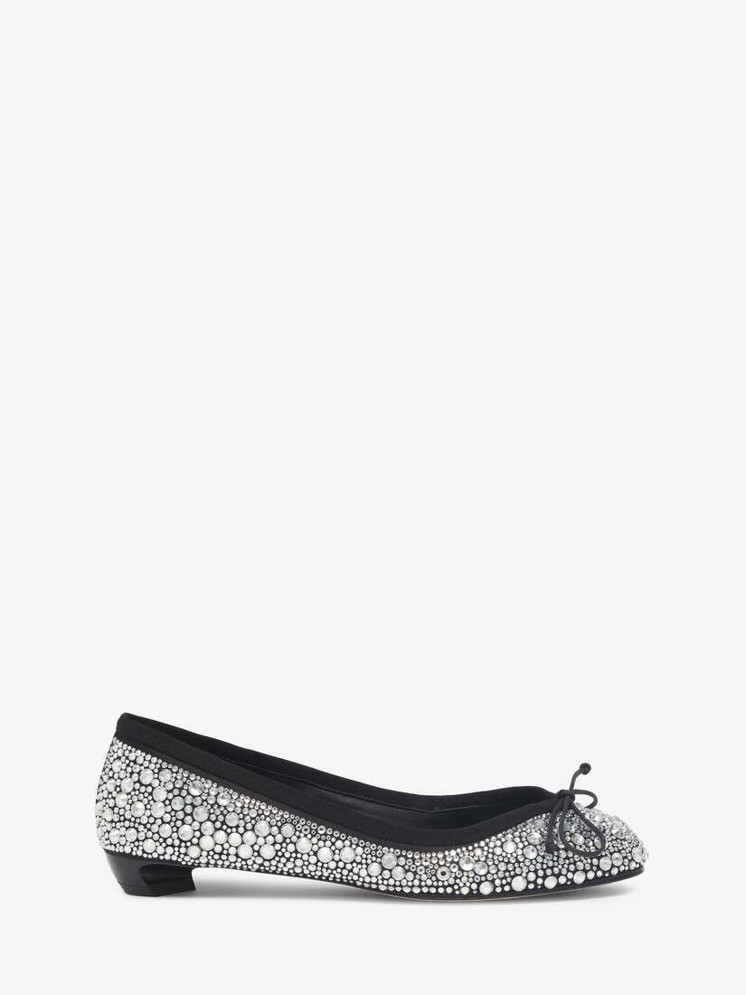 Alexander McQueen o1w1db10925 Armadillo Ballet Flat in Black/Crystal Size US 11 / IT 41 - 1 Thumbnail