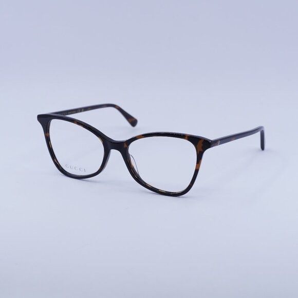 Gucci Gucci GG1360O 002 Eyeglasses Dark Havana 53mm Cat Eye Frame Size ONE SIZE - 1 Thumbnail