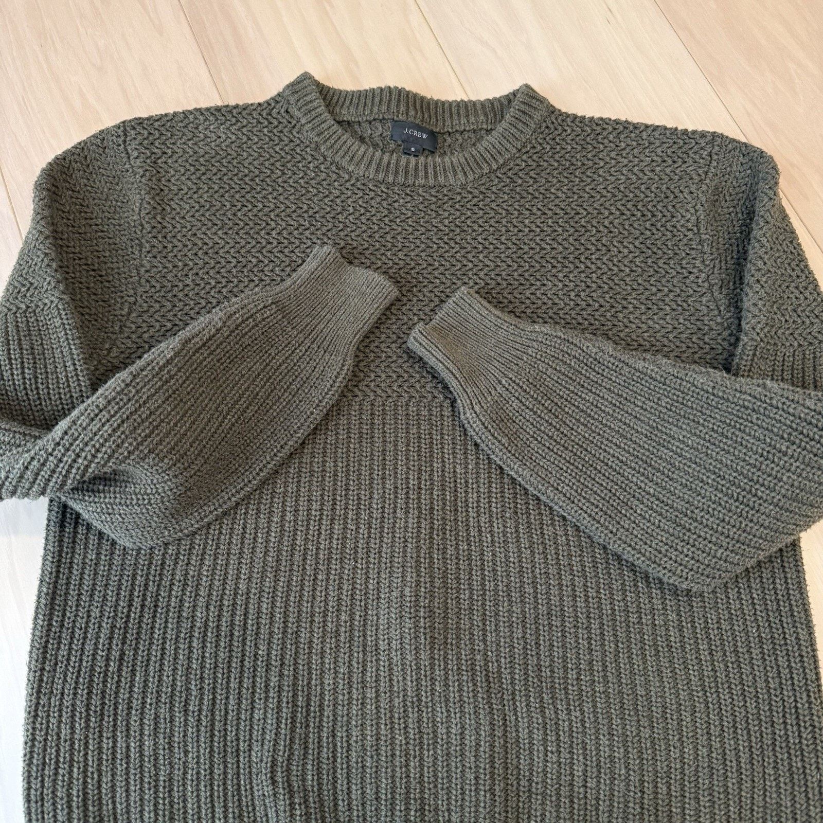 J.Crew J Crew Sweater Small Olive Green Cotton Knit Pullover Size US S / EU 44-46 / 1 - 5 Thumbnail