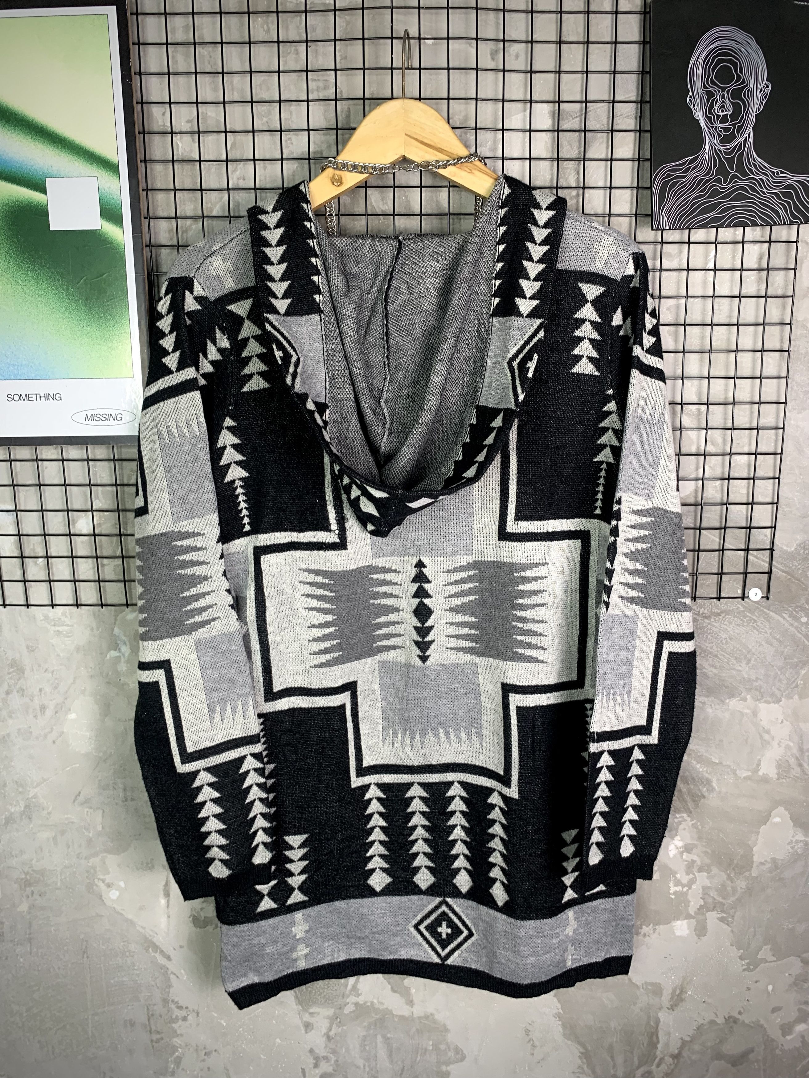 Pendleton LOCAL MOTION Navajo Native Pattern Hooded Open-Front Knit Size US L / EU 52-54 / 3 - 5 Thumbnail