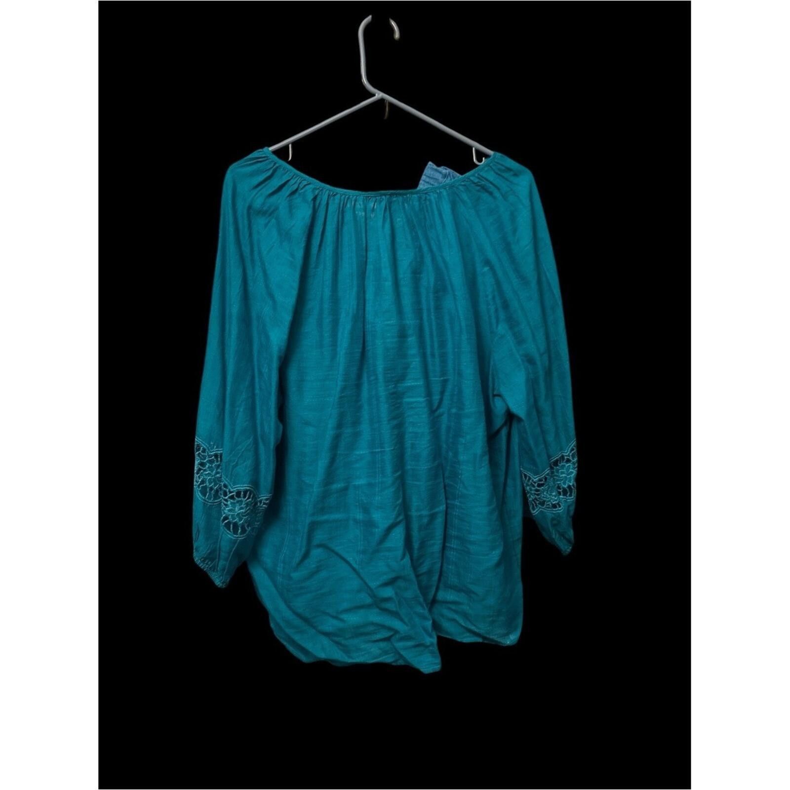 Chicos Chico's Teal Peasant Tunic Size M / US 6-8 / IT 42-44 - 2 Thumbnail