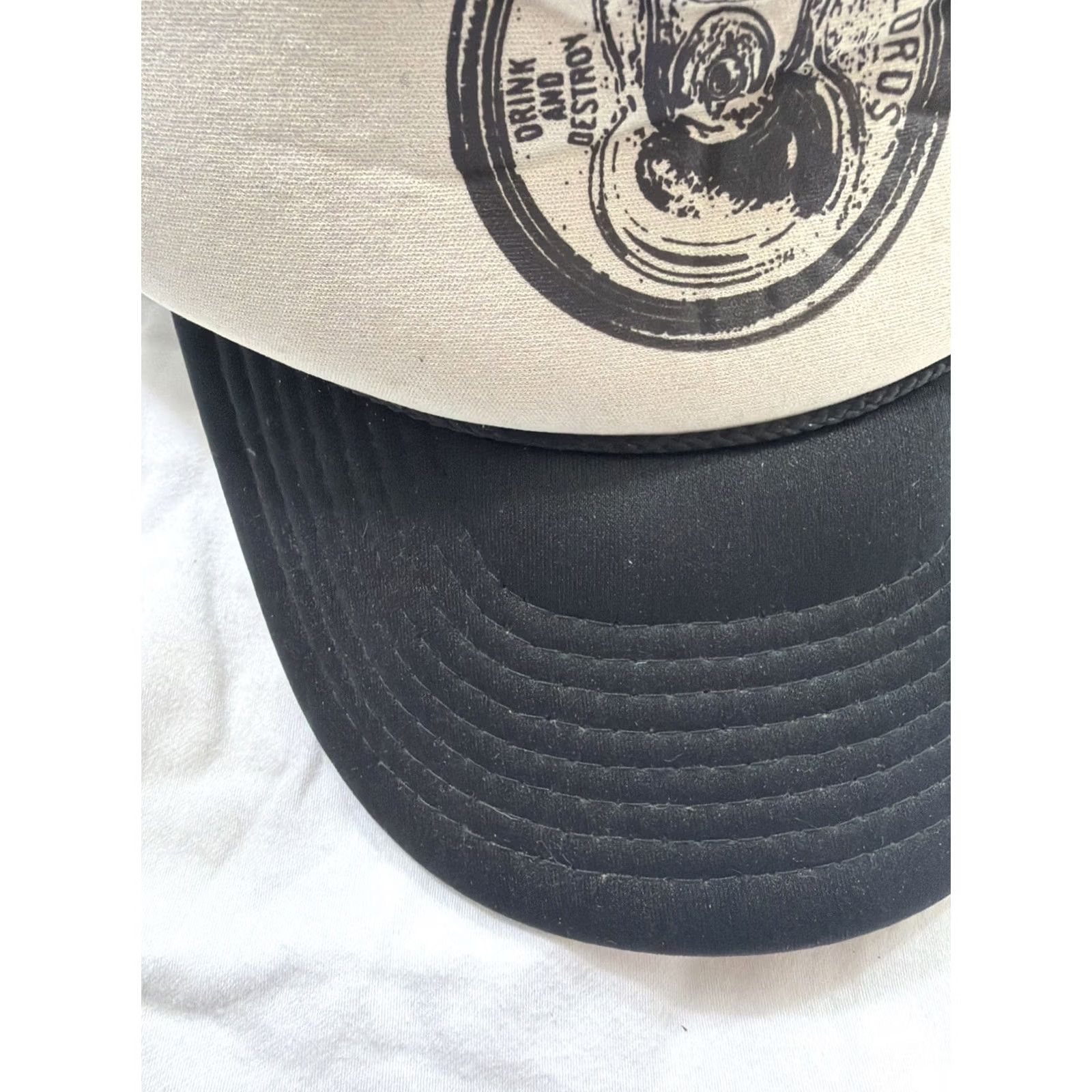 Vintage VINTAGE Nissin Trucker Hat Black Gray “drink And Destroy” “beer Lords” Men One Size Hat Size ONE SIZE - 2 Thumbnail