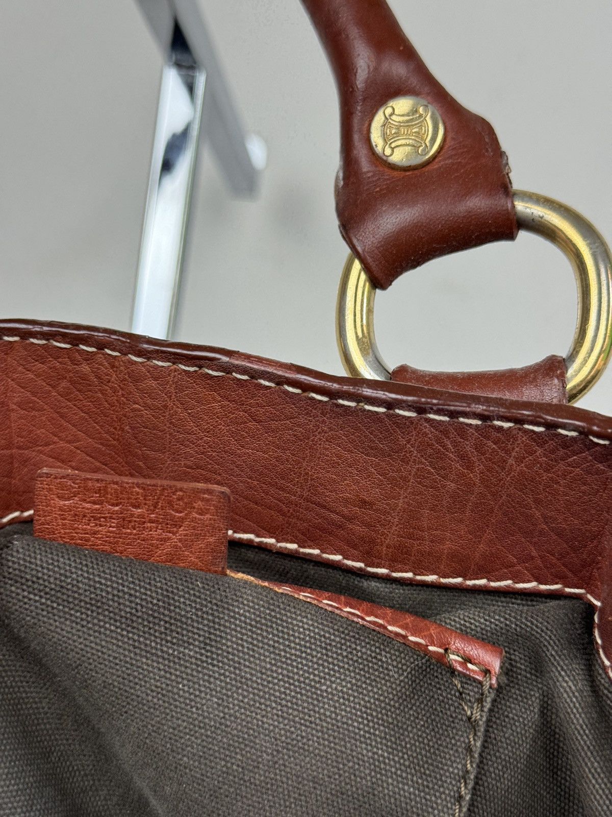 Celine Vintage leather hand bag Celine original luxury rare item Size ONE SIZE - 7 Thumbnail