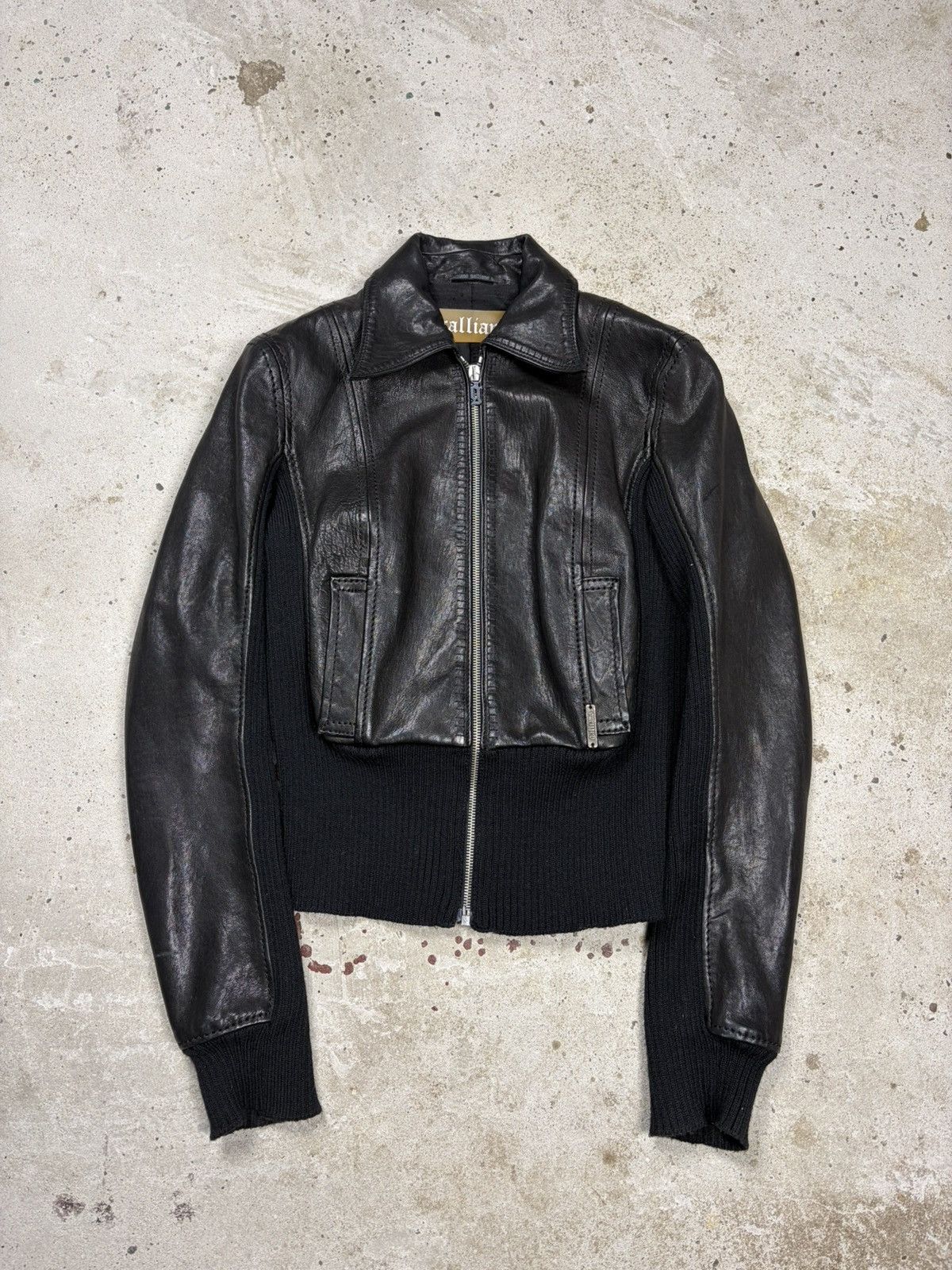 John Galliano John Galliano 2000s Black Embroidery Leather Bomber Jacket Size M / US 6-8 / IT 42-44 - 2 Thumbnail