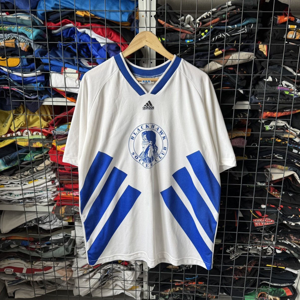 Vintage Vintage 90s Adidas Equipment Blackhawk Soccer Club Jersey US Size US XL / EU 56 / 4 - 1 Thumbnail