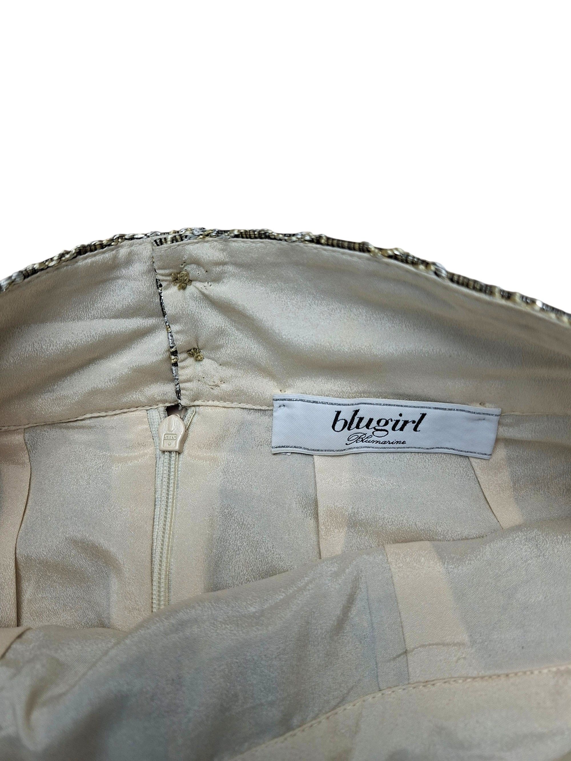Blumarine BLUGIRL BLUMARINE Metallic Silver Gold Brocade Mini Skirt Size 28" / US 6 / IT 42 - 6 Thumbnail