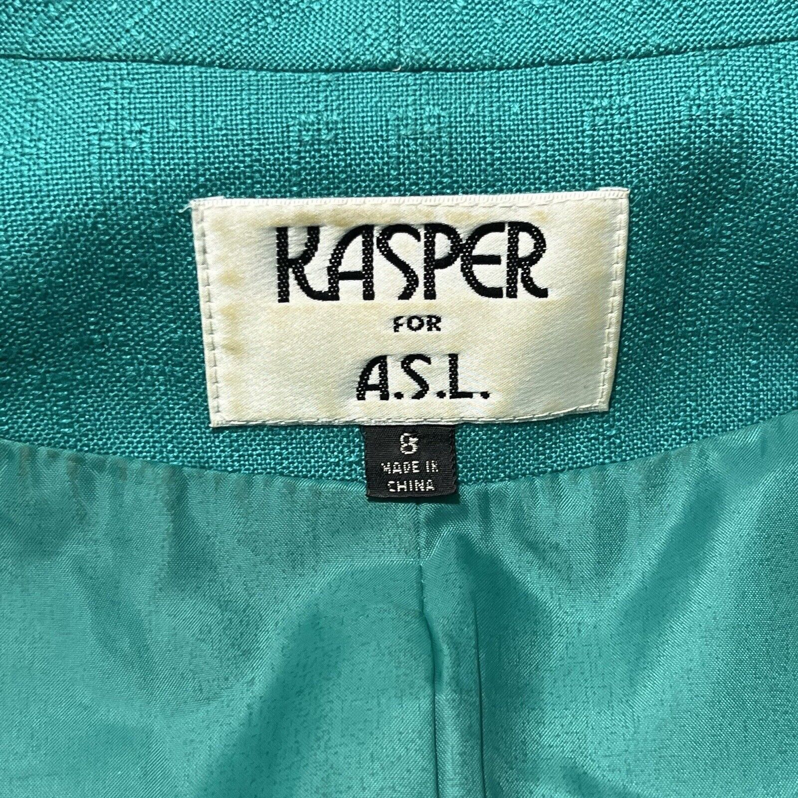 Other Kasper For A.S.L. 8 Teal Green Blue Blazer Jacket Career Size M / US 6-8 / IT 42-44 - 3 Thumbnail