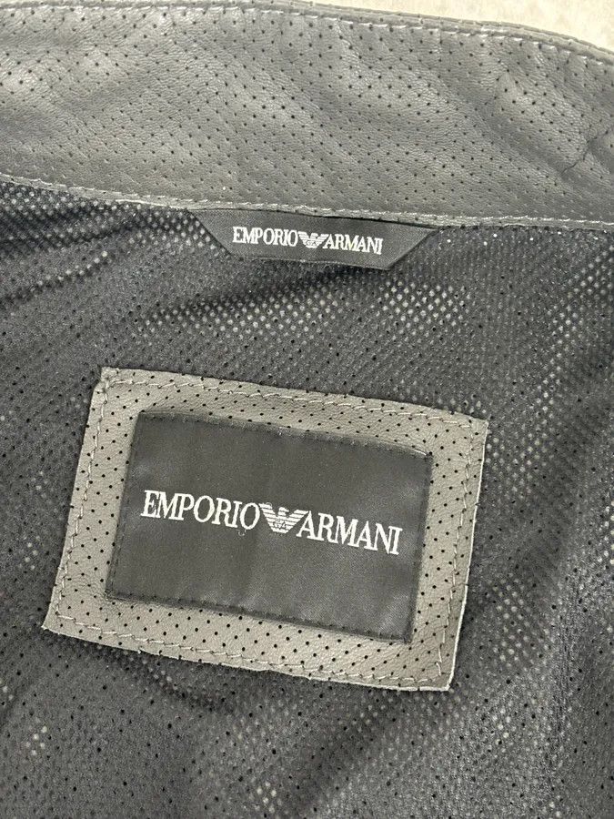 Emporio Armani AW2017 Emporio Armani Grey Leather Perforated Bomber Jacket Size US M / EU 48-50 / 2 - 9 Thumbnail