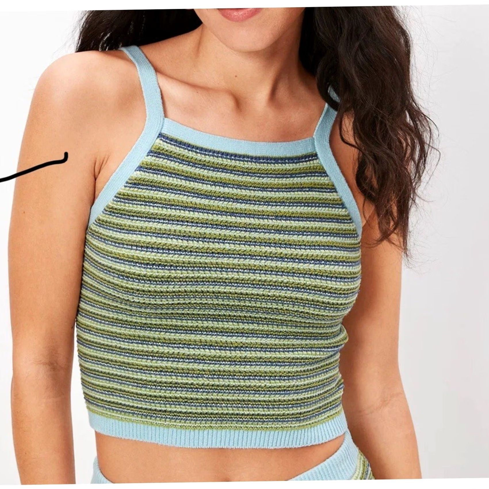 American Eagle Outfitters American Eagle Outfitters Cropped Tank Top Sleeveless High Neck Crochet Multicolor Women's Size S Size S / US 4 / IT 40 - 2 Thumbnail