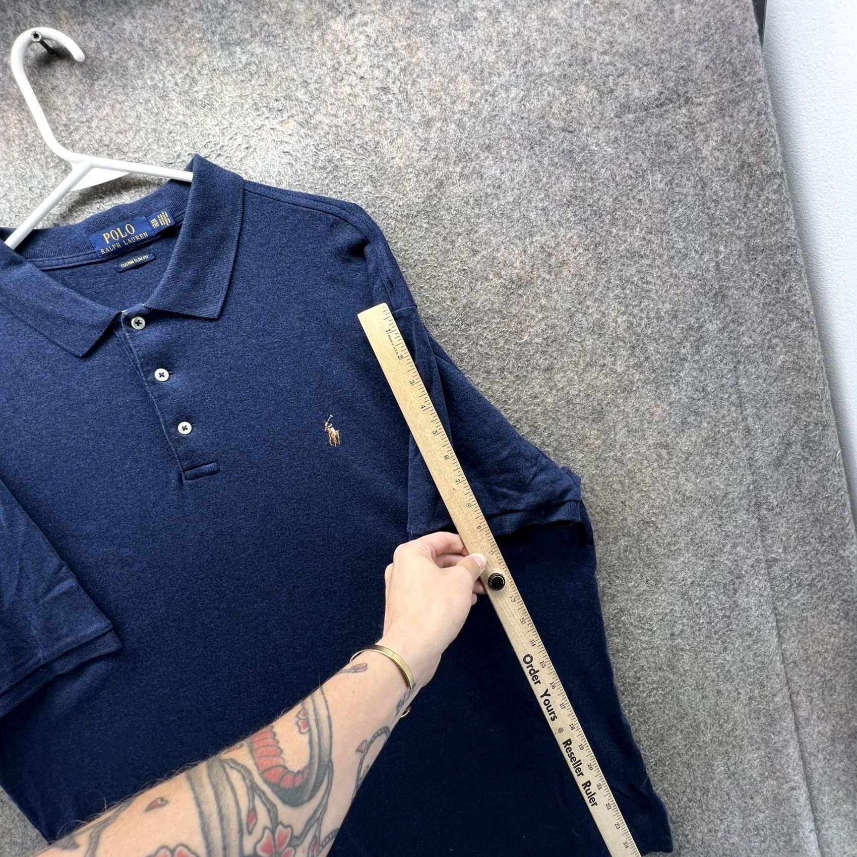 Polo Ralph Lauren Polo Ralph Lauren Polo Shirt Mens 2XL Blue Solid Pony Logo Slim Fit Shirt Size US XXL / EU 58 / 5 - 5 Thumbnail