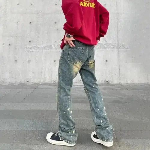 VIBE Skinny Jeans Men Streetwear Autumn Y2k Ripped Denim Size US 32 / EU 48 - 7 Thumbnail