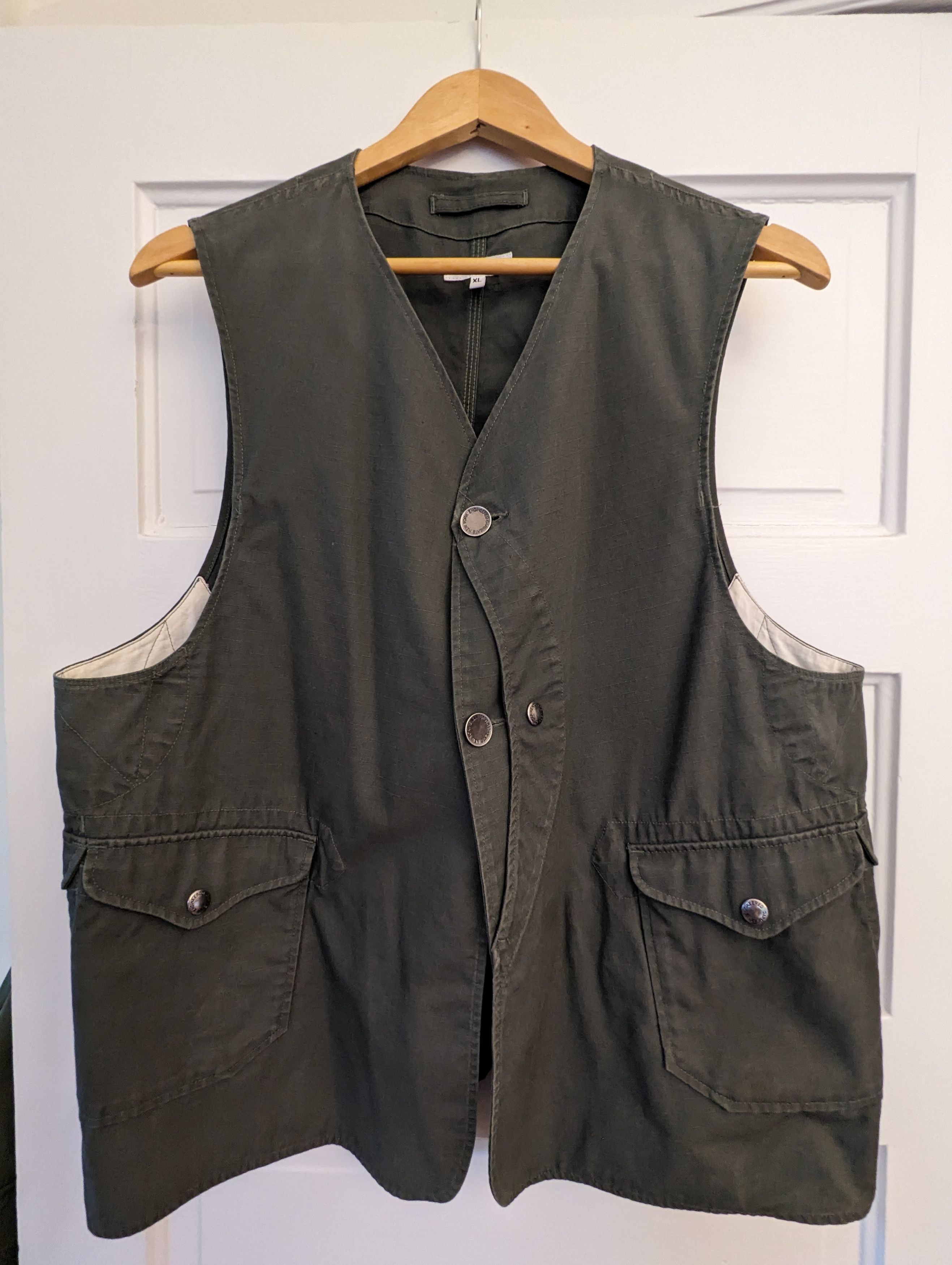 image of Engineered Garments Upland Vest In Dark Olive Ripstop, Men's (Size XL)