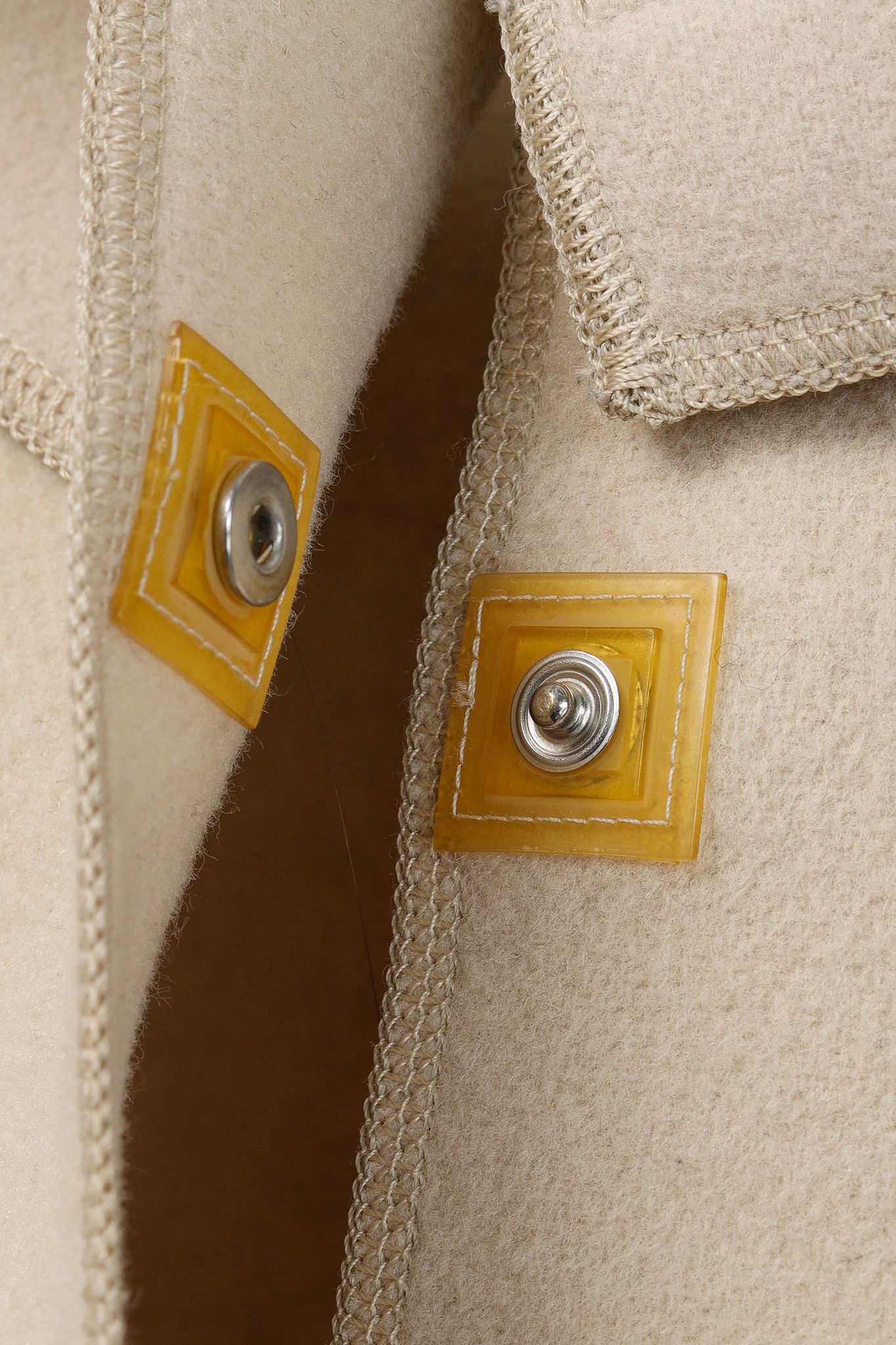 Annette Gortz Annette Gortz Ena Beige Wool-Felt Cowl-Neck Snap Jacket Size S / US 4 / IT 40 - 7 Thumbnail