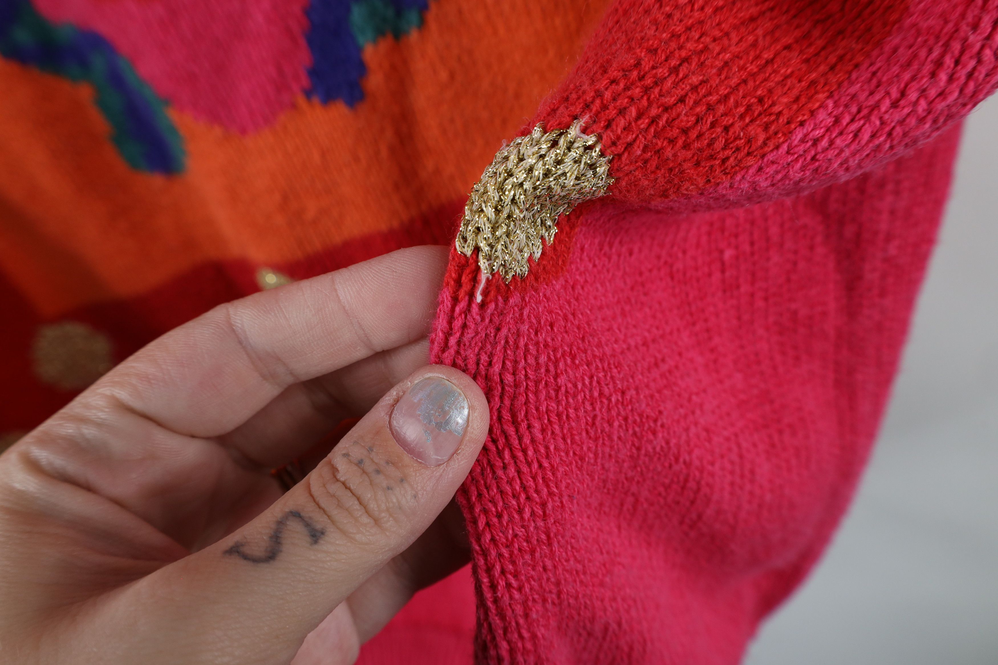 Vintage Vintage 90s Streetwear Abstract Flower Marled Knit Sweater Size M / US 6-8 / IT 42-44 - 6 Thumbnail